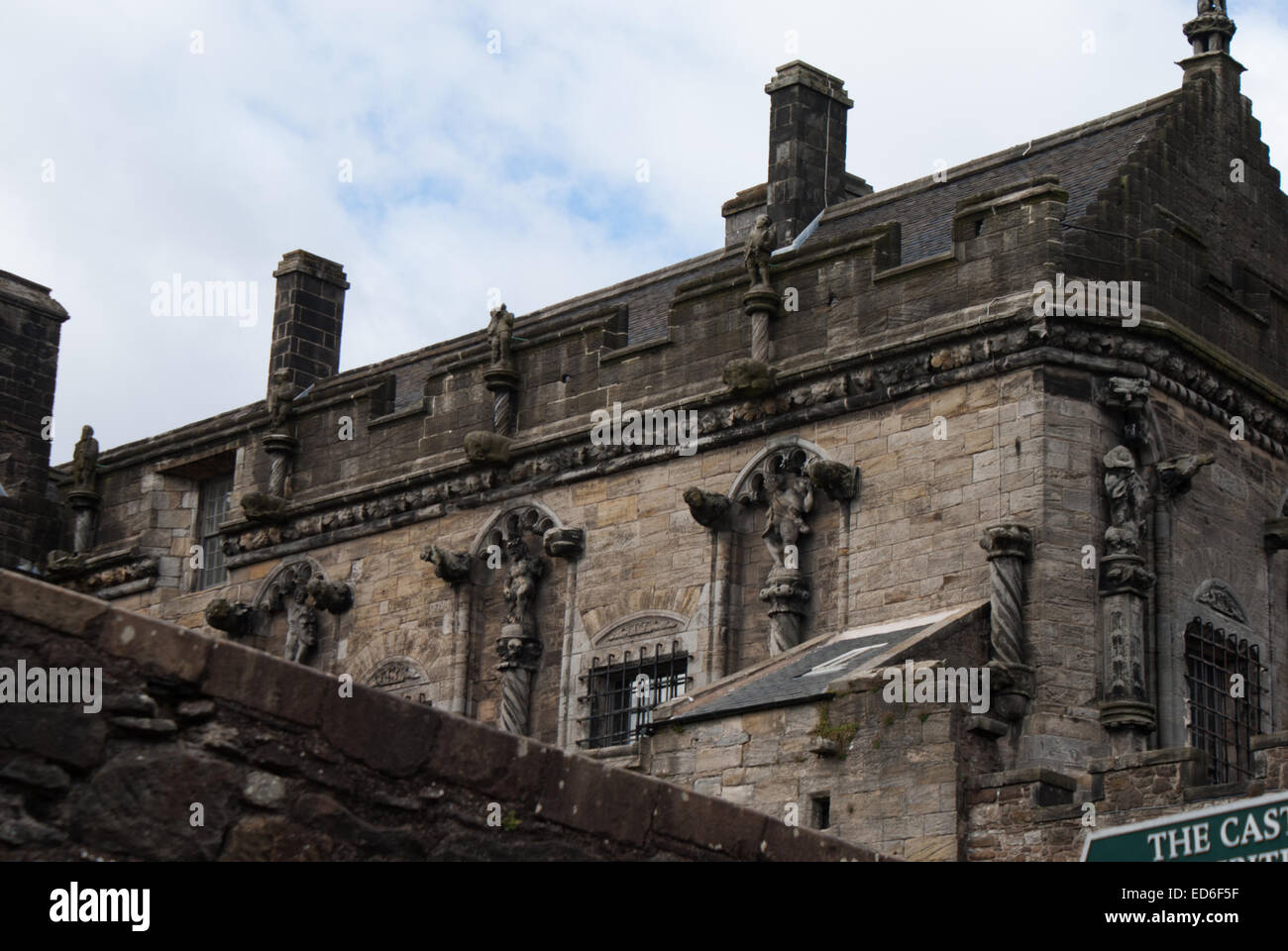 Stirling Castle komplizierte Wand Details. Stockfoto