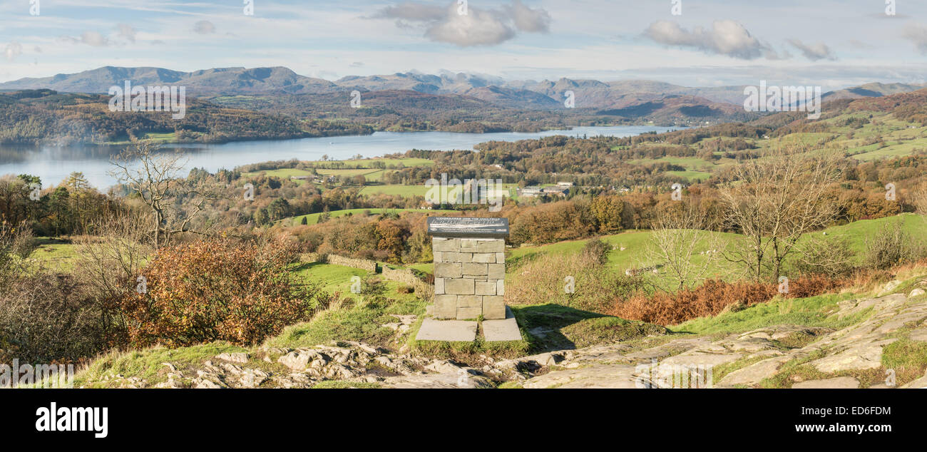 Panoramablick vom Orrest Head over Lake Windermere, englischen Lake District Stockfoto