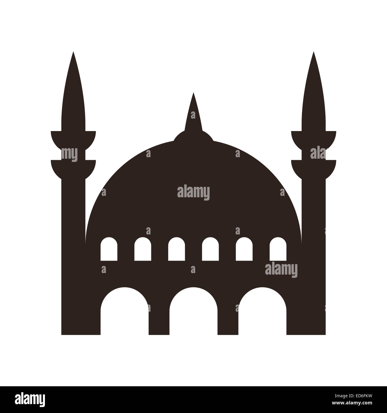 Moschee-Symbol isoliert auf weißem Hintergrund Stockfoto