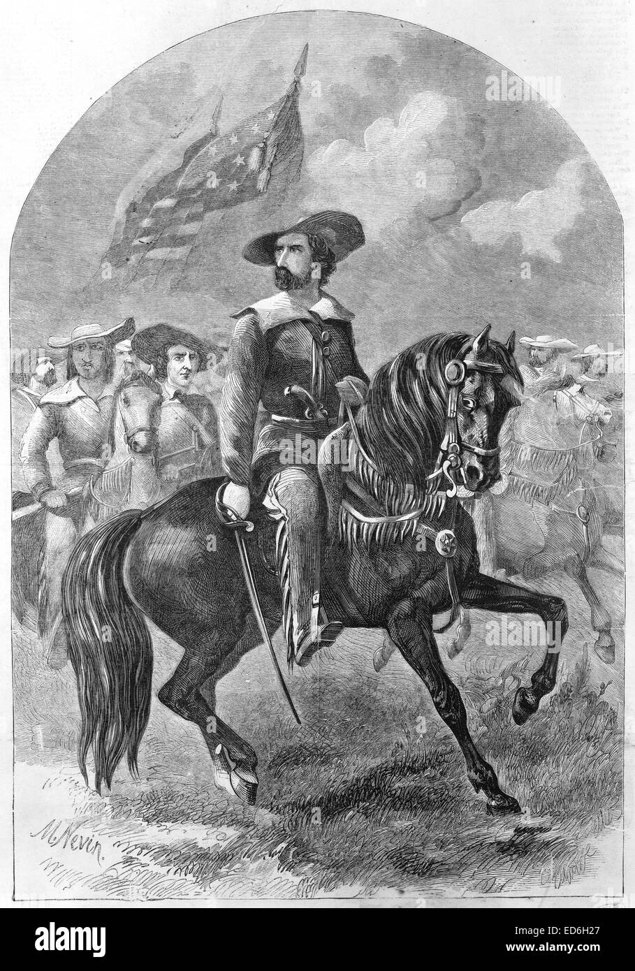 Generalmajor John C. Fremont, 1861, Holzstich Stockfoto
