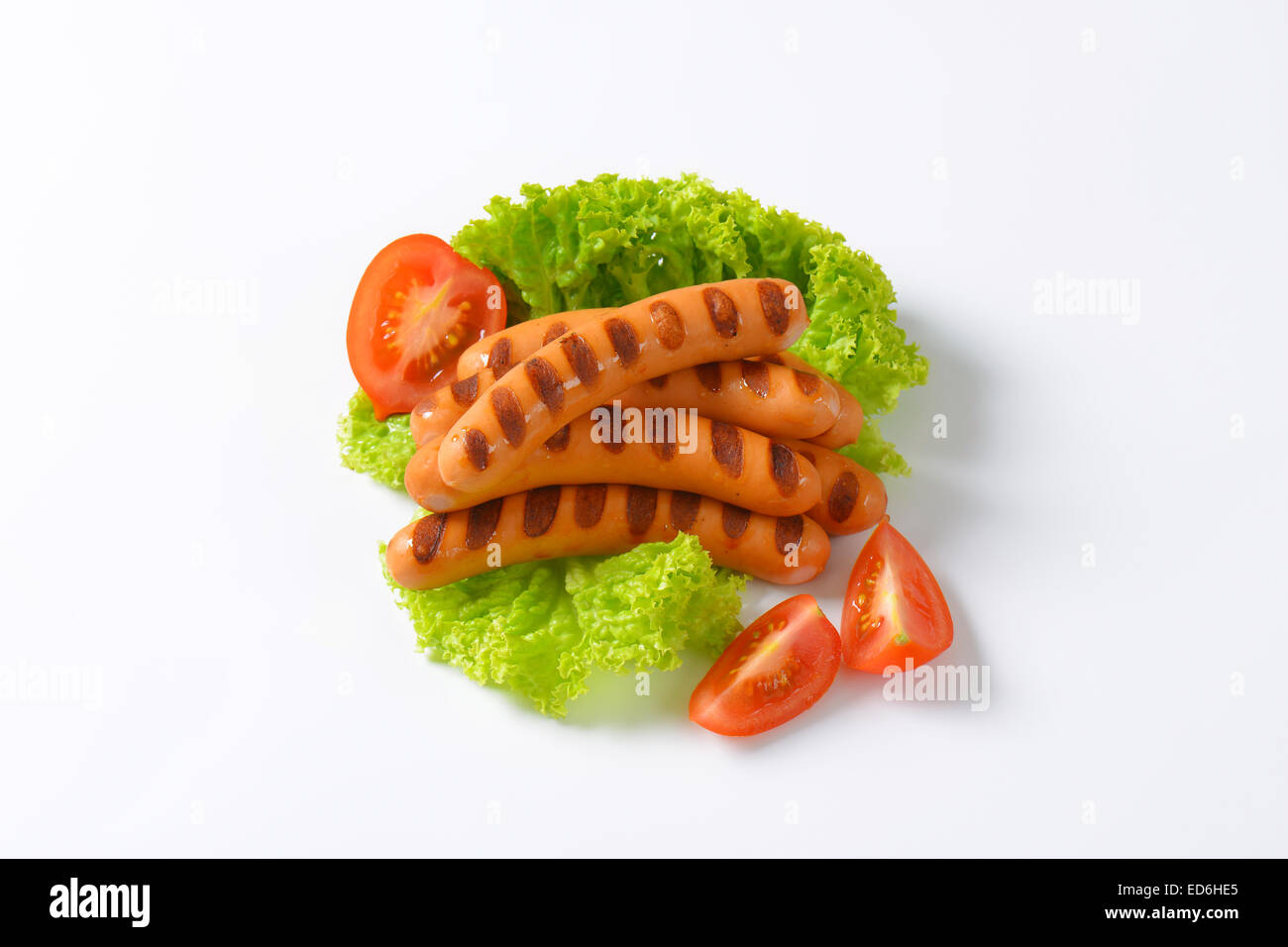 Mini-Wiener Würstchen - Studio gedreht gegrillt Stockfoto