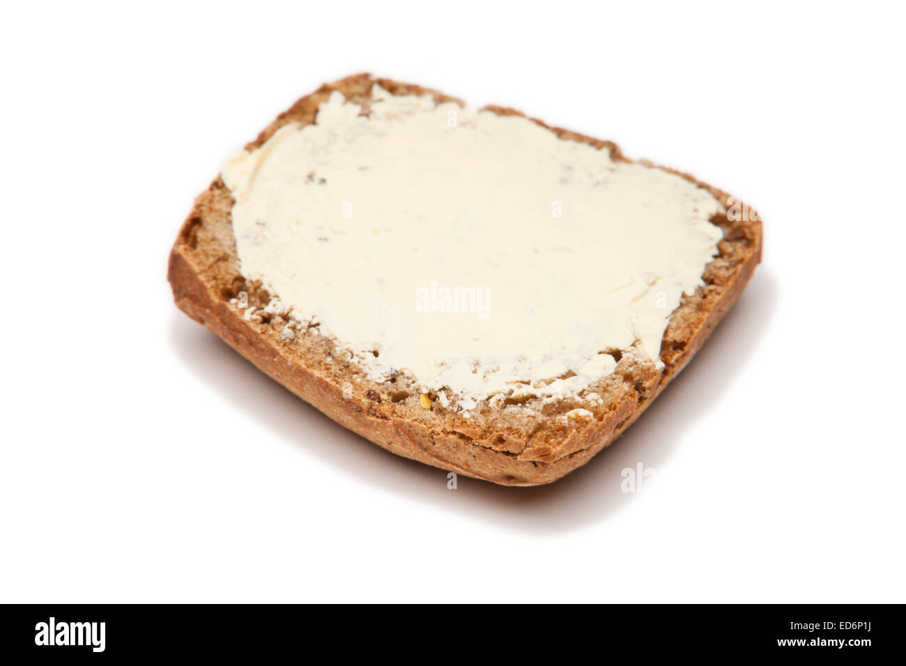 Brötchen mit Butter auf weißem Hintergrund Stockfoto