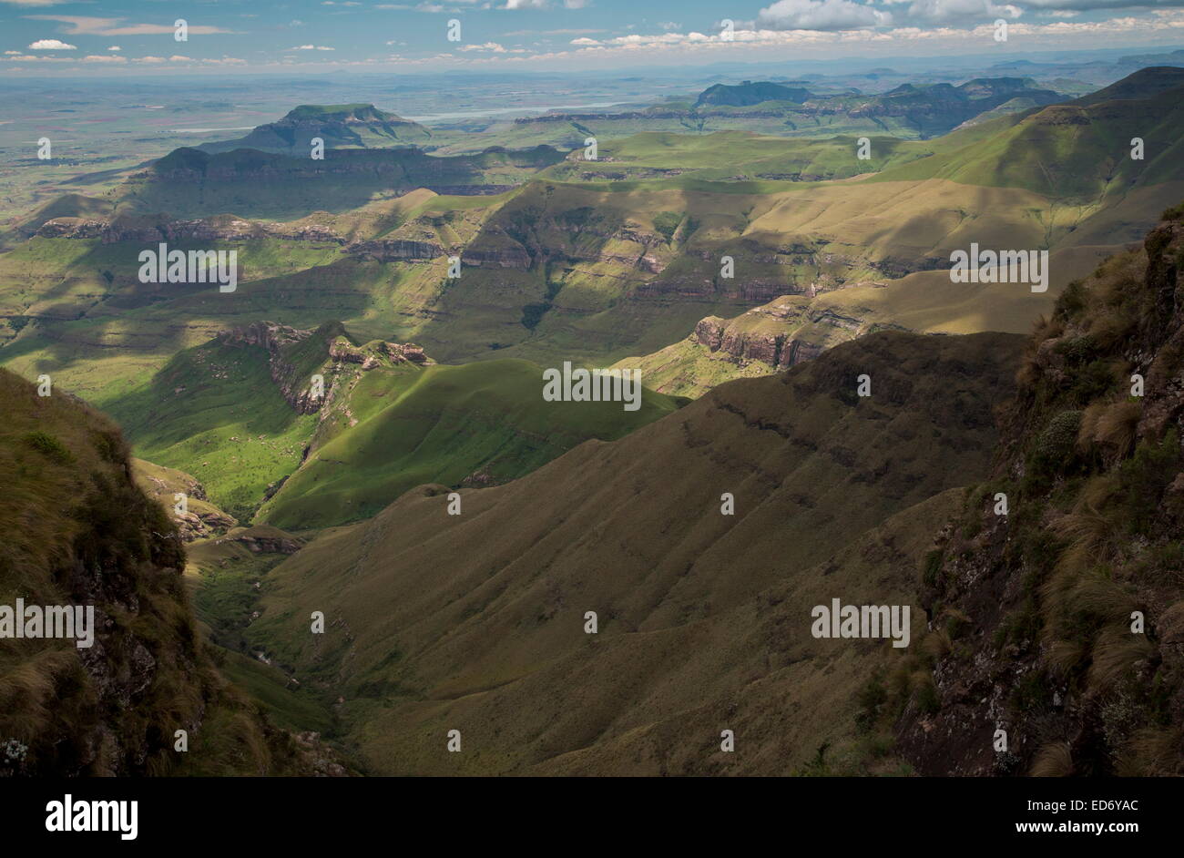 Blick über Royal Natal National Park von Sentinel Peak, Drakensberge, Südafrika Stockfoto