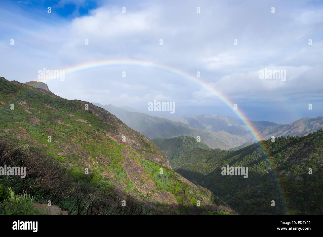 Regenbogen, Nationalpark Garajonay, La Gomera, Kanarische Inseln, Spanien Stockfoto