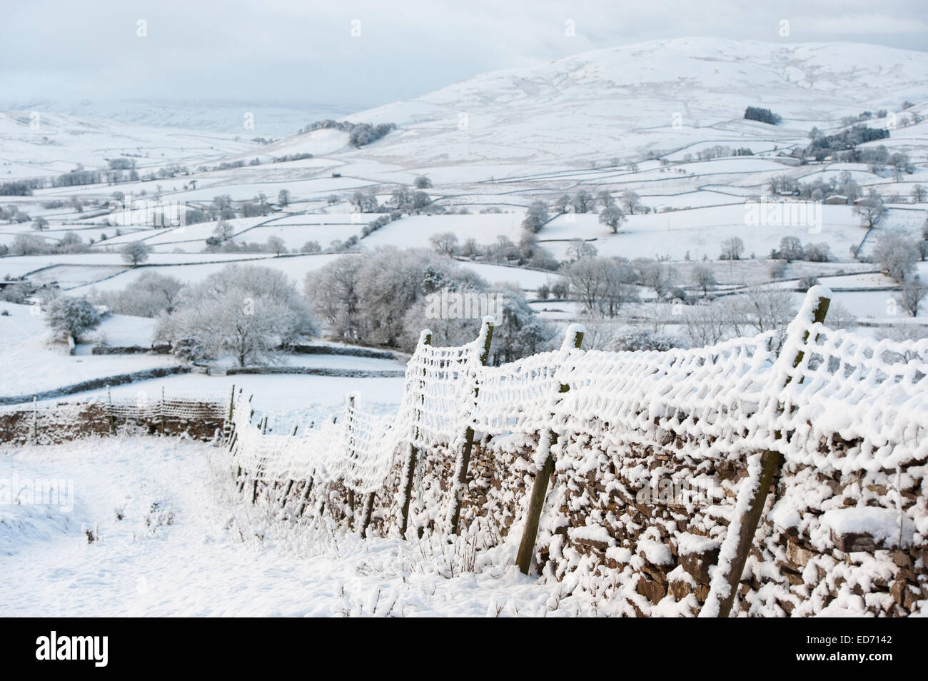 Friedlichen Schneelandschaft in der Howgills, in der Nähe von Ravenstonedale, Cumbria, UK Stockfoto