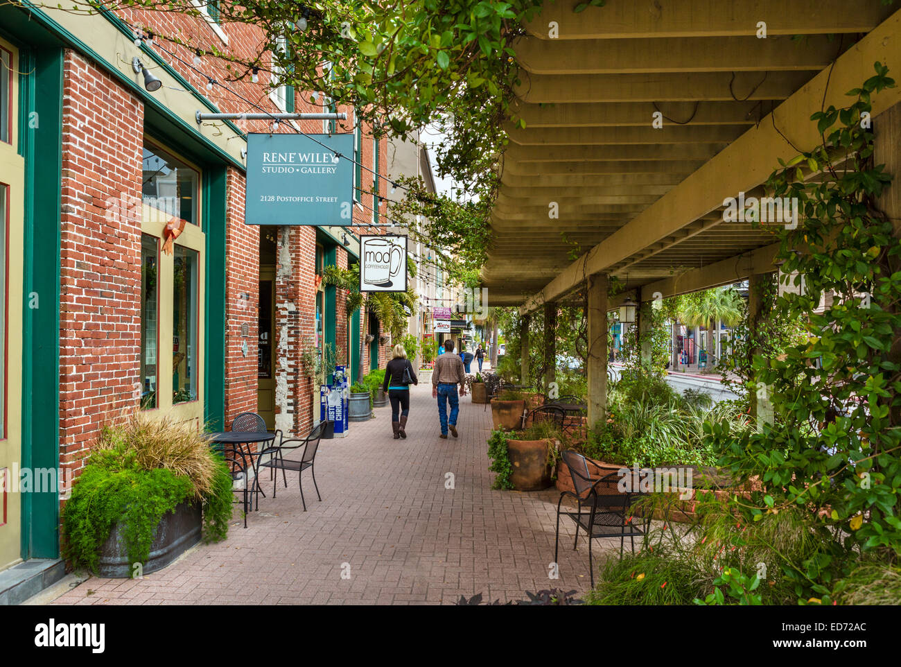 Postoffice Street im historischen Strang, Galveston, Texas, USA Stockfoto