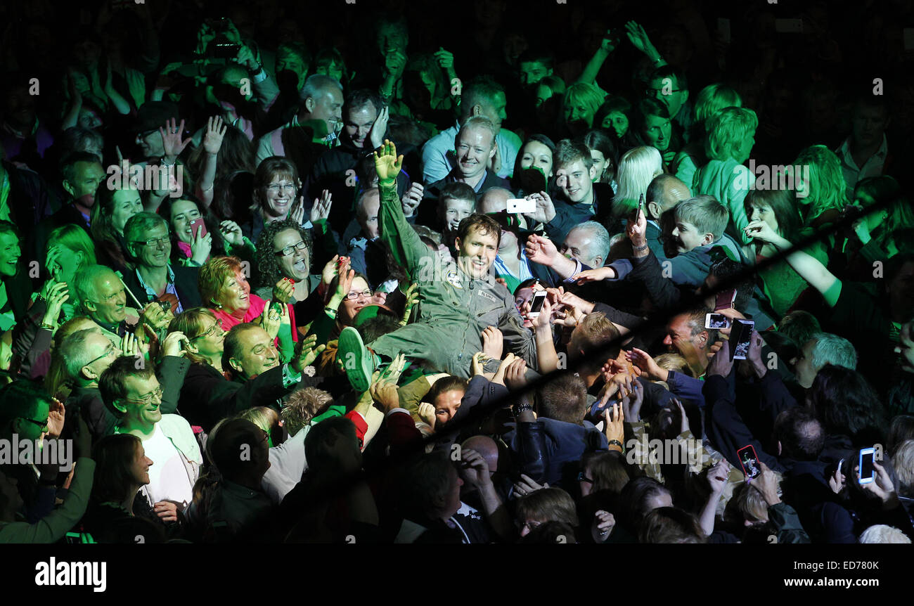 James Blunt führt bei Newmarket Racecourse Featuring: James Blunt wo: Newmarket, Großbritannien: 27. Juni 2014 Stockfoto