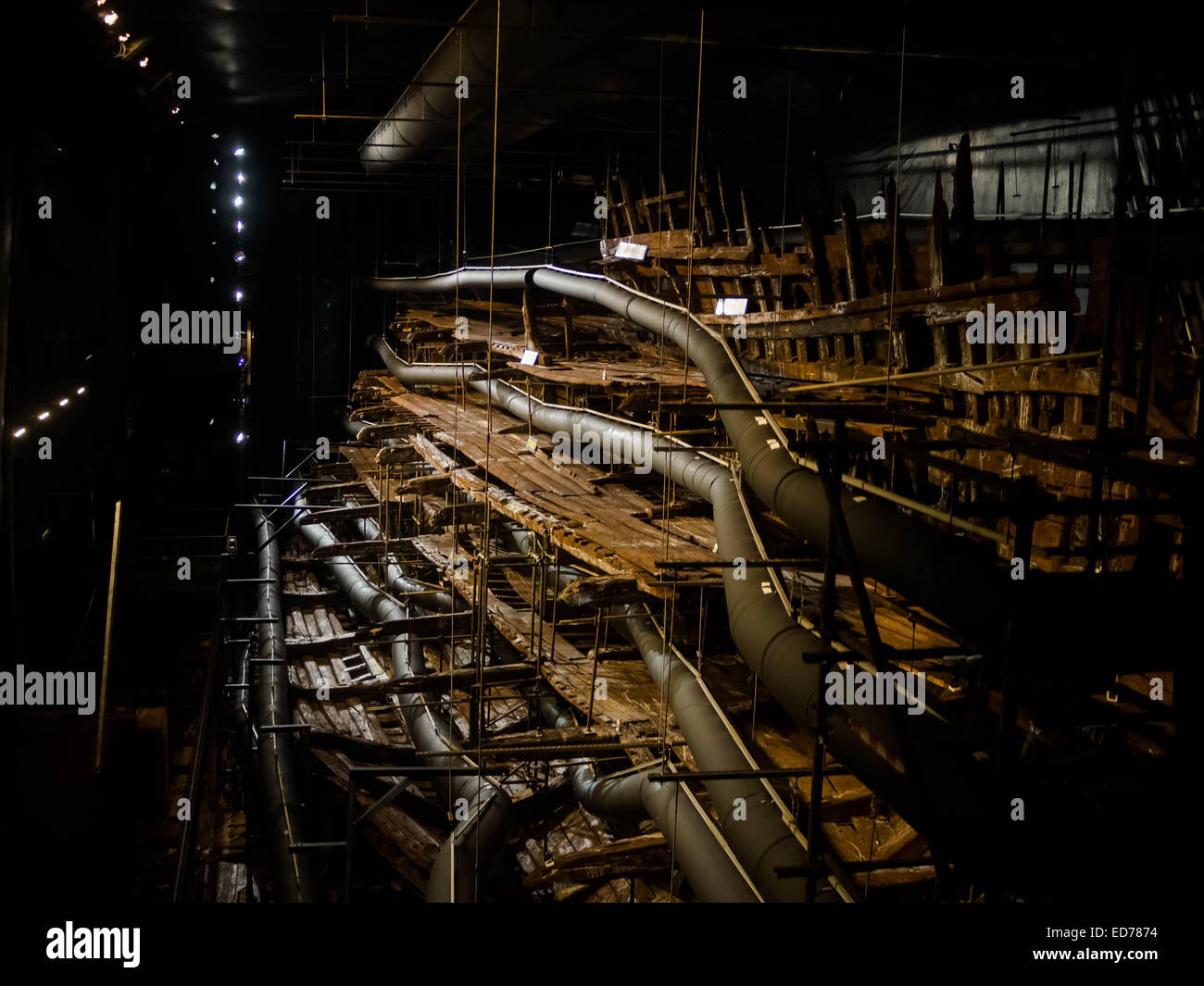 Die Überreste des Tudor Kriegsschiff Mary Rose in der Mary rose Museum