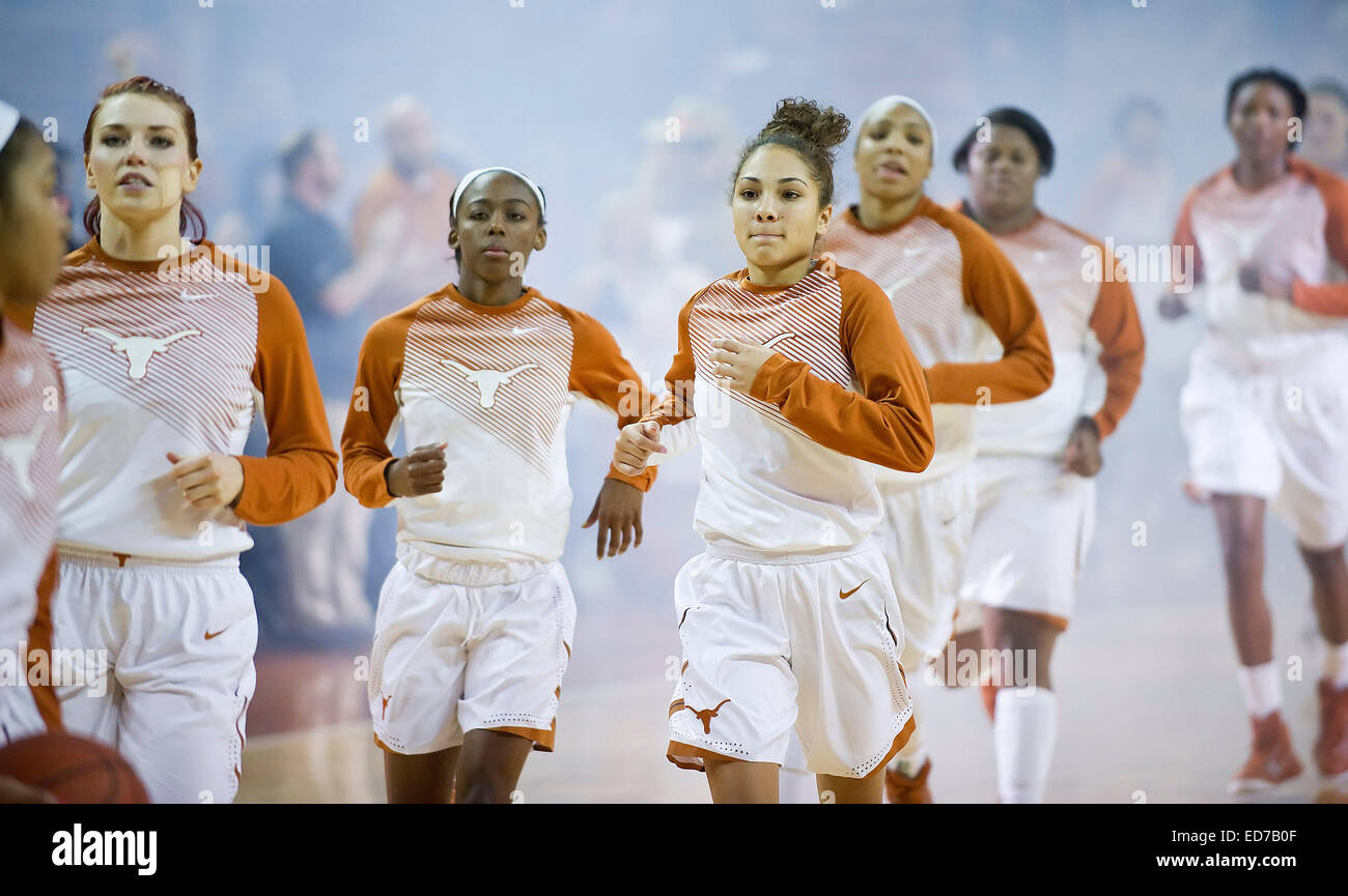 TX. 30. Dezember 2014. Texas Longhorns in Aktion während der NCAA Frauen-Basketball-Spiel zwischen Rice University im Frank Erwin Center in Austin TX. 30. November 2012: Texas Longhorns #0 in Aktion während der NCAA Frauen-Basketball-Spiel zwischen Tennessee Lady Vols Frank Erwin Center in Austin TX. © Csm/Alamy Live-Nachrichten Stockfoto