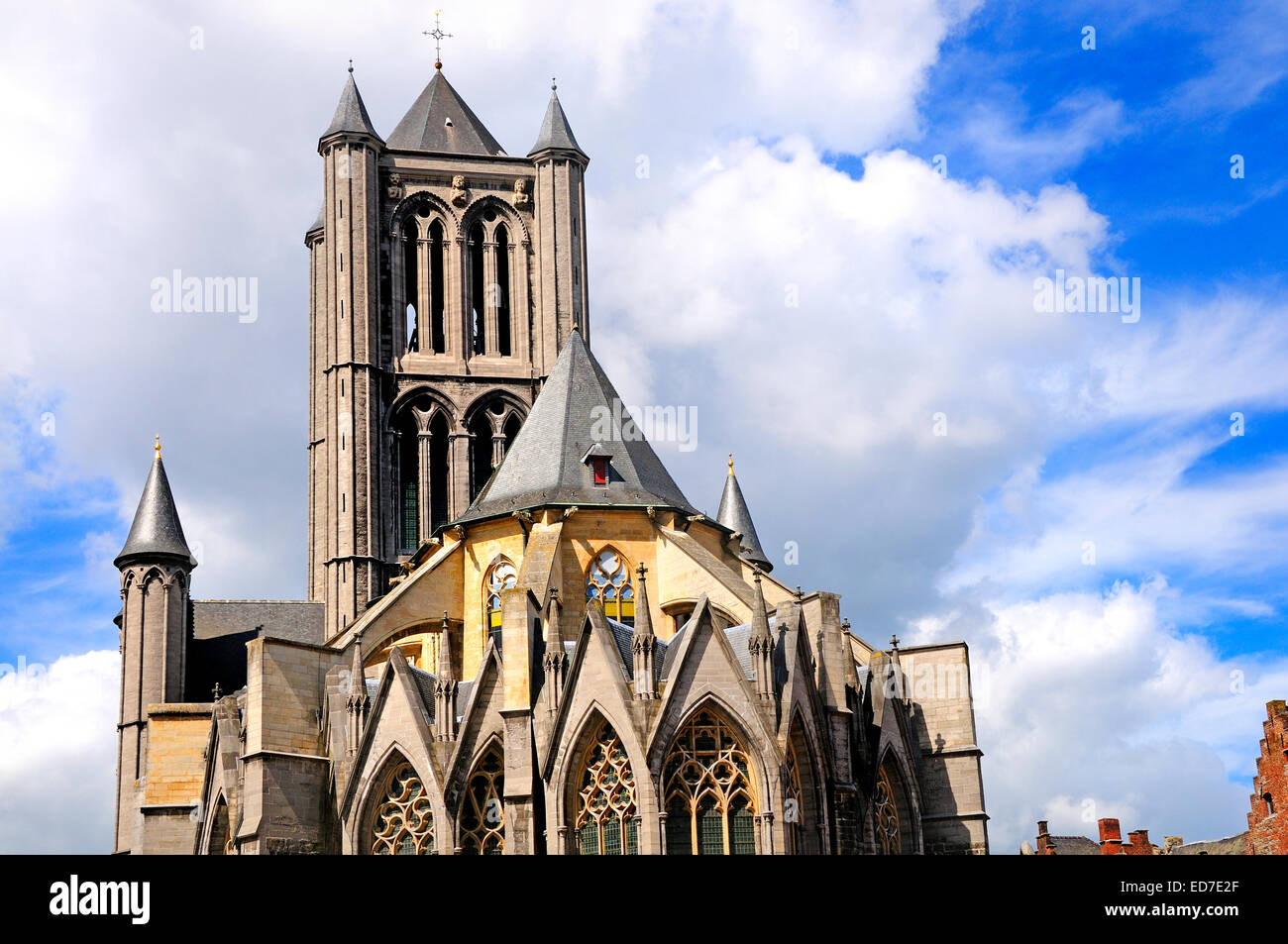 Ghent / Gent, Belgien. Sint Niklaaskerk / Kirche des Heiligen Nikolaus. Romanseque. Stockfoto