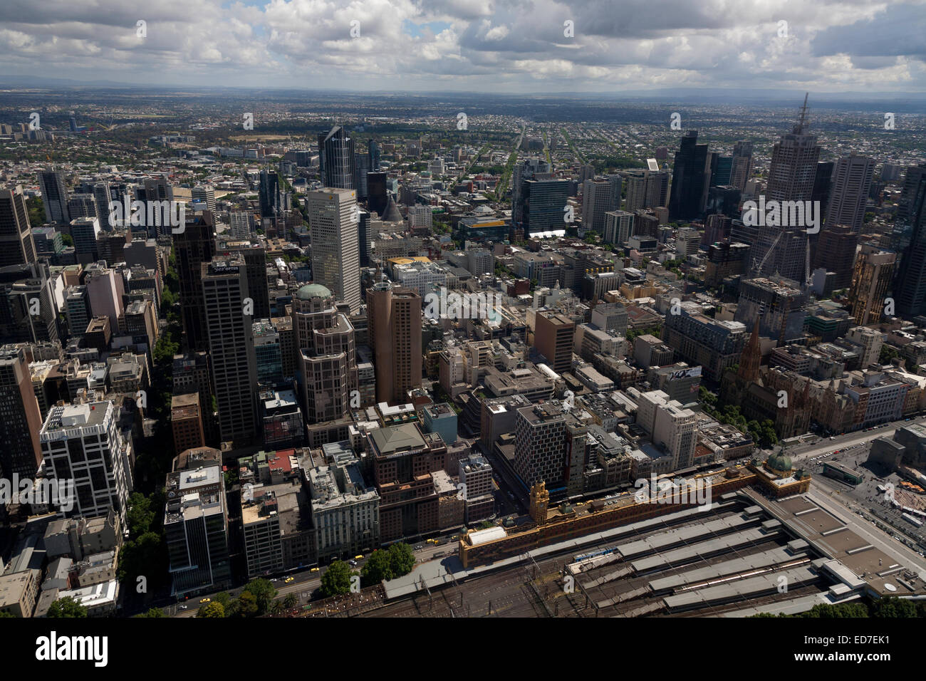 Luftaufnahme des Melbourne CBD von Eureka Tower Melbourne Victoria Australien Stockfoto