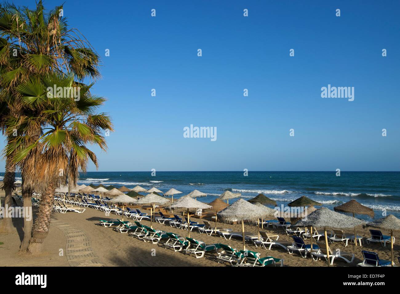 Strand von Marbella, Costa Del Sol, Andalusien, Spanien Stockfoto