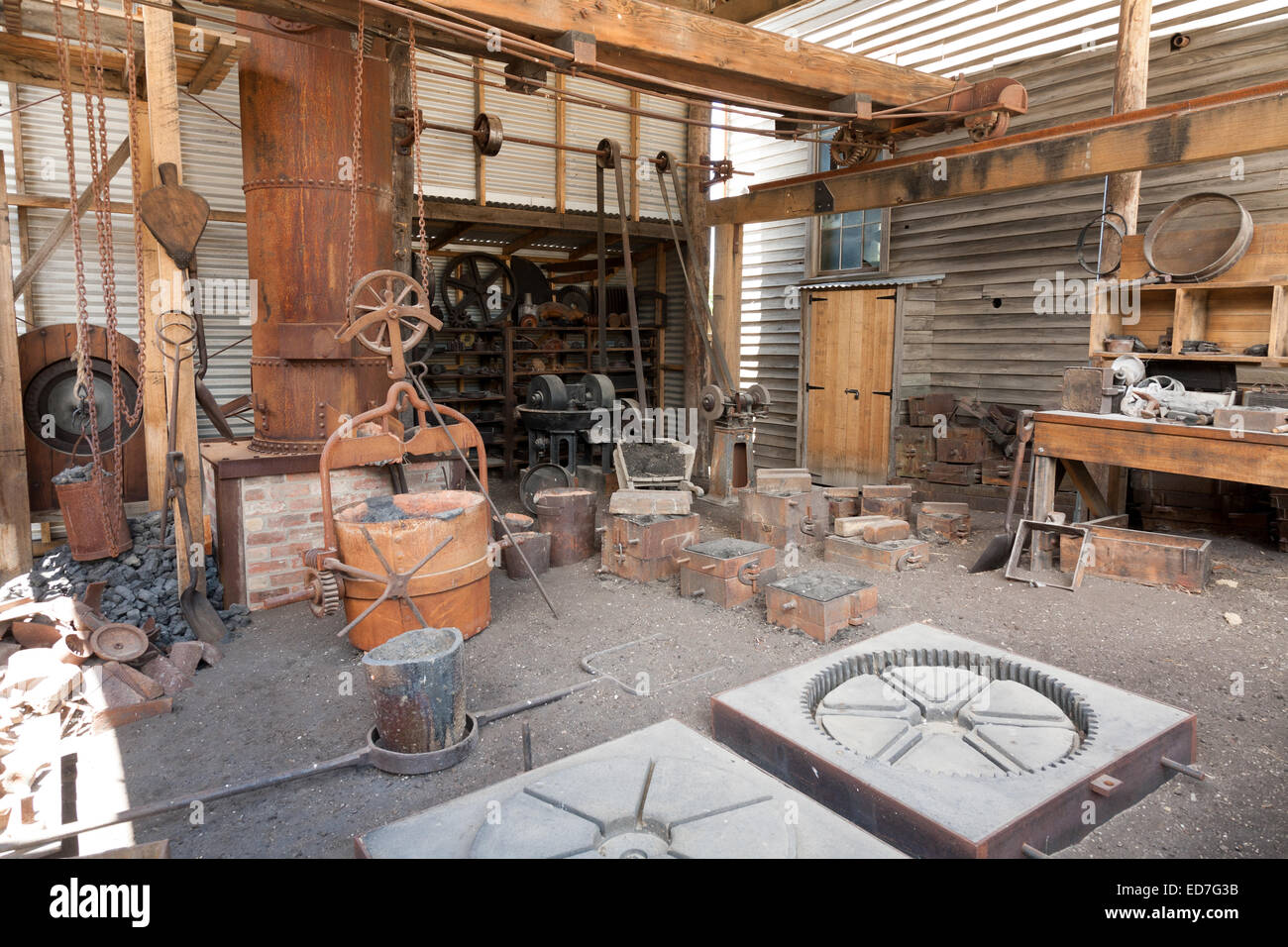 Gießerei im Sovereign Hill ein lebendes Museum präsentiert frühe Pionierlebens auf den viktorianischen Goldfields Ballarat Victoria Australien Stockfoto