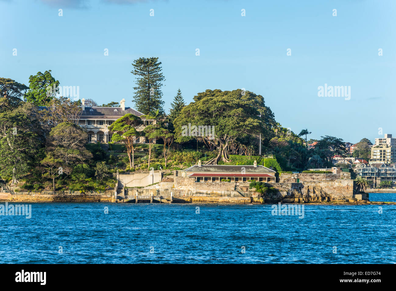 Gebäude an der Küste von Sydney Harbour Stockfoto