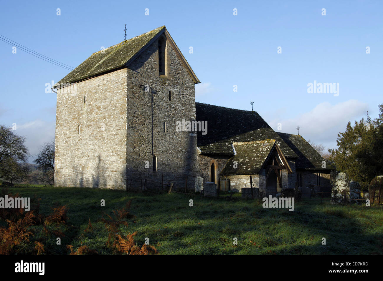 St Michaels Kirche, Pfeil-auf-Michaelchurch, Powys, Wales Stockfoto