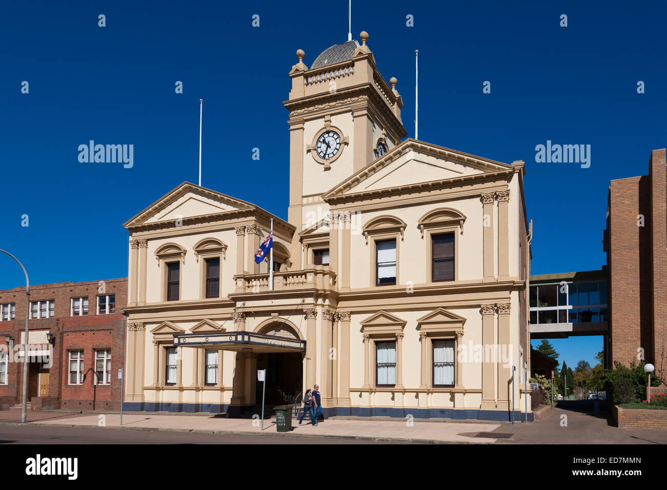 Symmetrisch, Italianate Architektur-Stil Rathaus (1888-90) Maitland im Hunter Valley NSW Australia Stockfoto