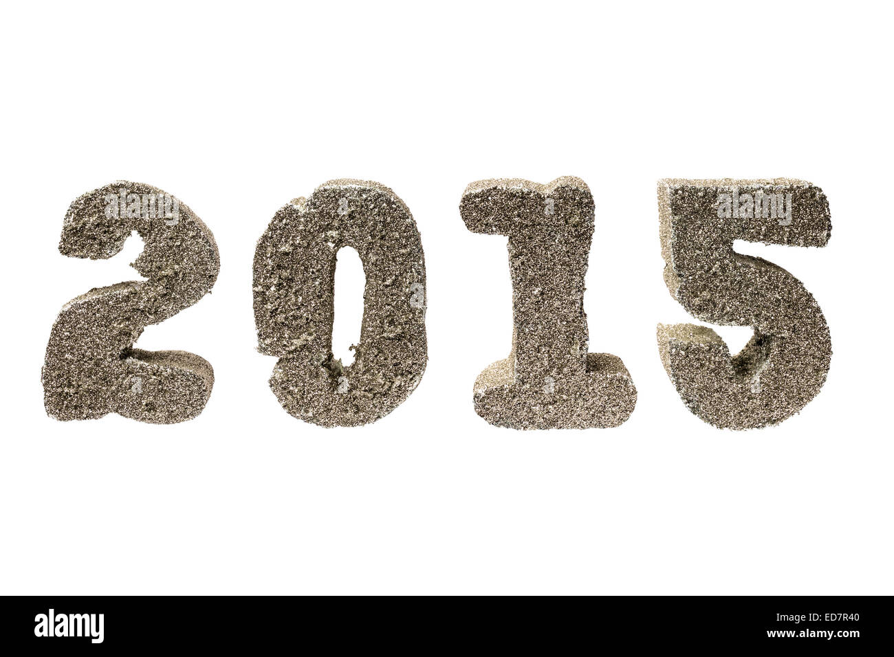 Neujahr 2015 goldene Ziffern - isoliert auf weiss Stockfoto