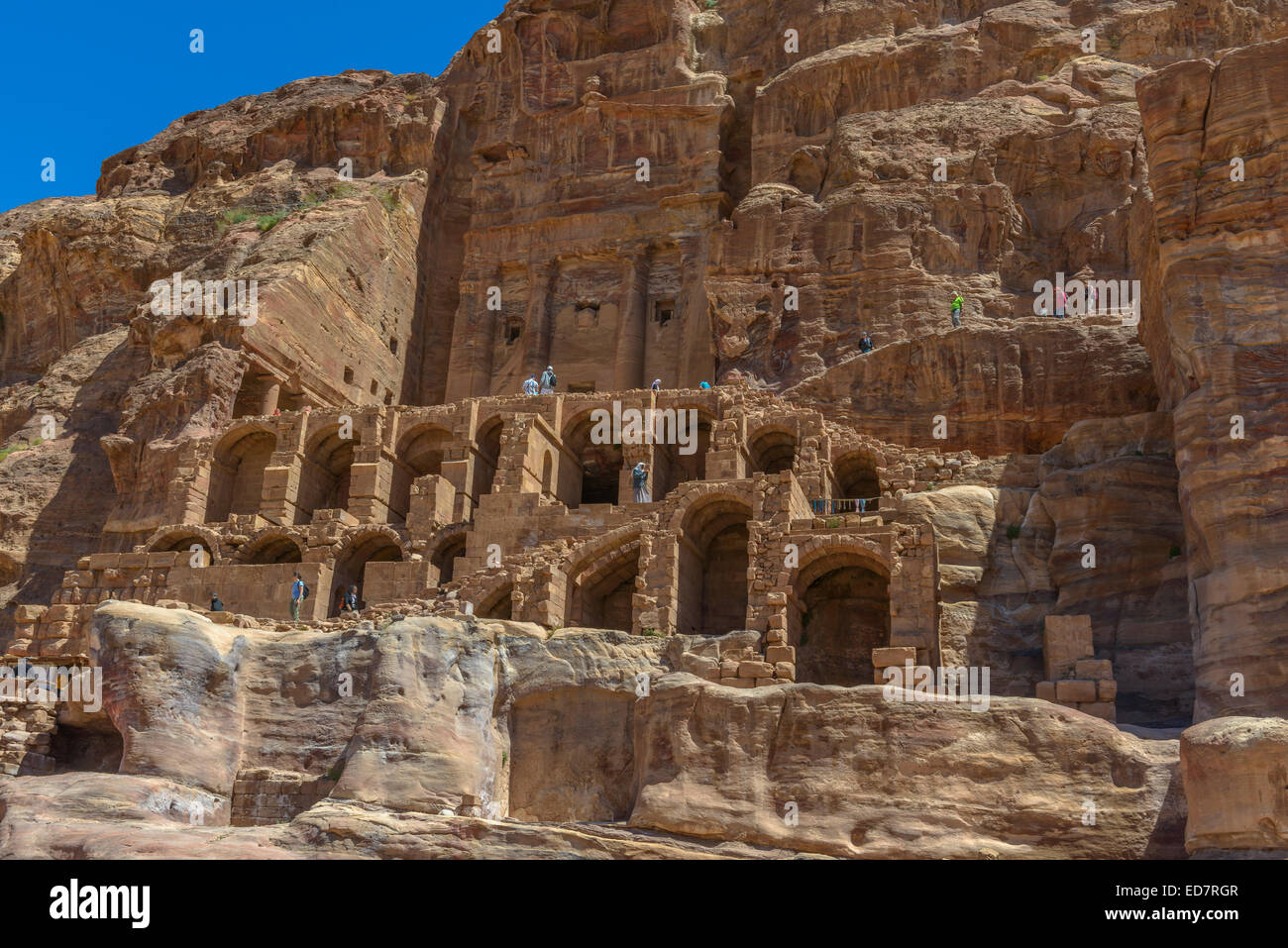 Alte Stadt, Hauptstadt des Königreiches Nabatäer - Stadt Petra in Jordanien Stockfoto