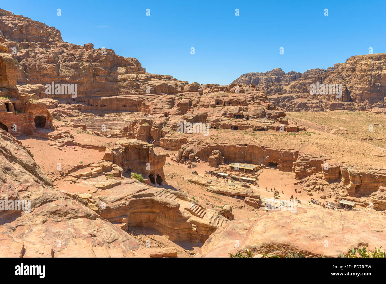 Luftaufnahme der Stadt Petra in Jordanien. Stockfoto