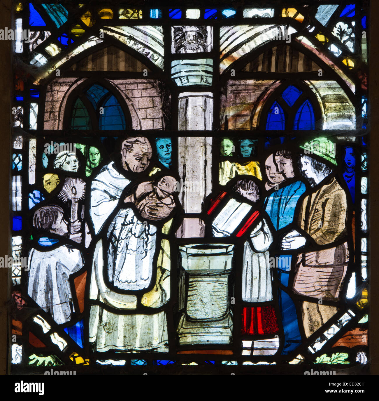Westfenster Detail, St.-Georgs-Kirche, Didbrook, Gloucestershire, England, UK Stockfoto
