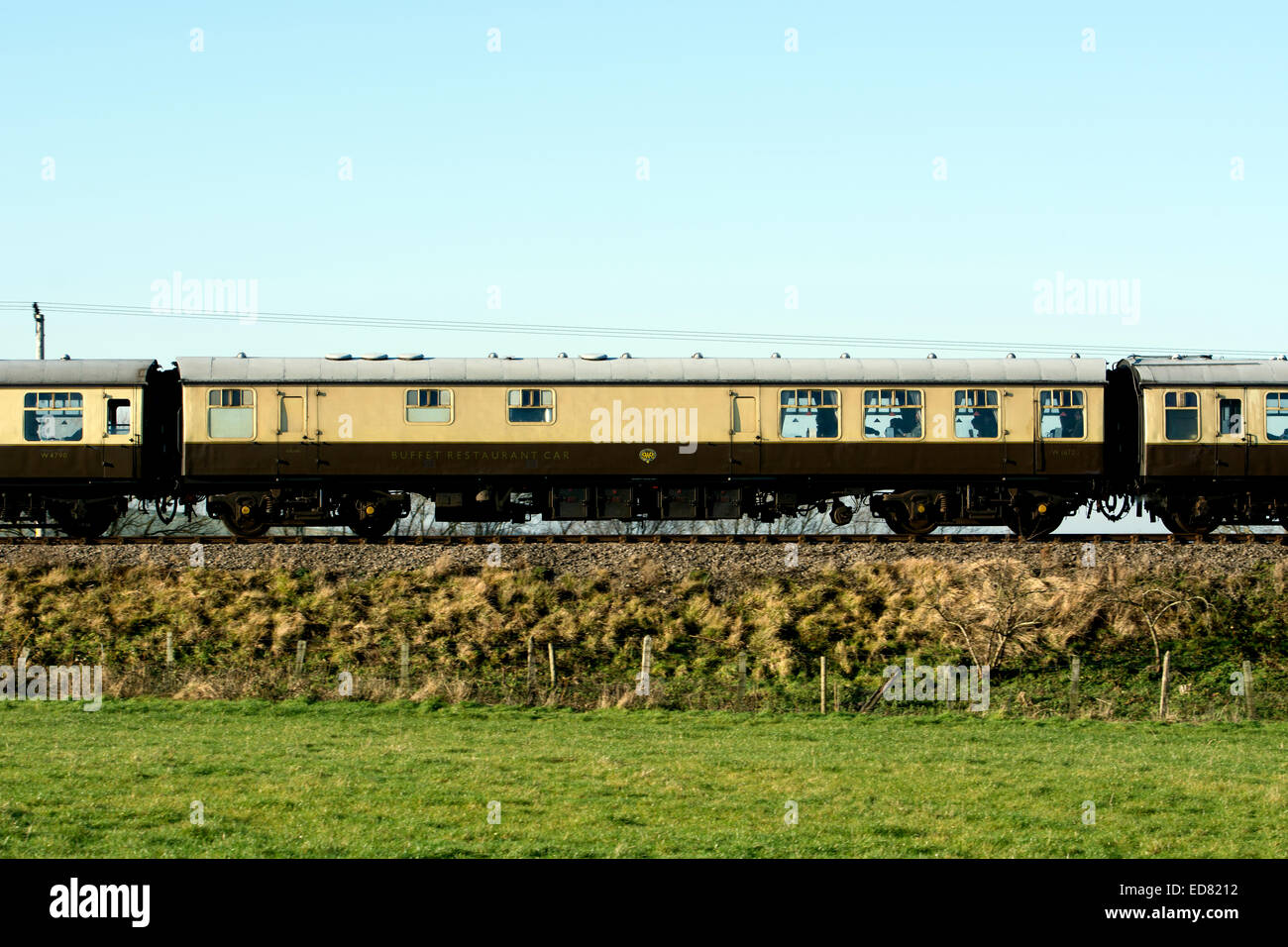 Ehemalige GWR Buffetrestaurant/Auto Wagen auf dem Gloucestershire und Warwickshire Railway, Gloucestershire, UK Stockfoto