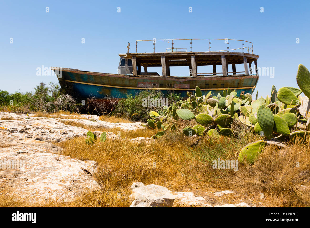 Schiff Wrack in Potamos Creek, Liopetri, Zypern. Stockfoto