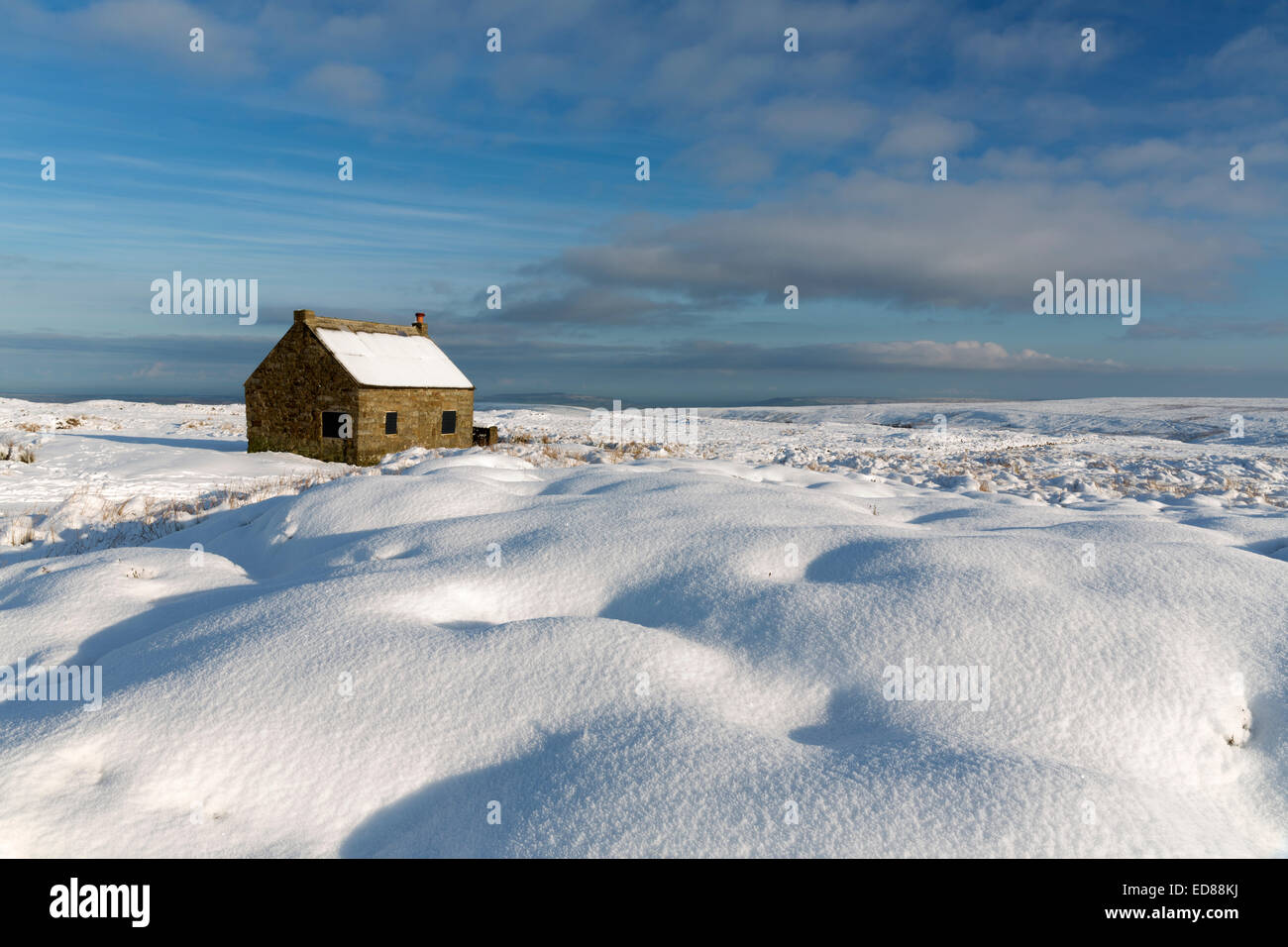 Die North Yorkshire Moors unter Schnee im Dezember 2014 Stockfoto