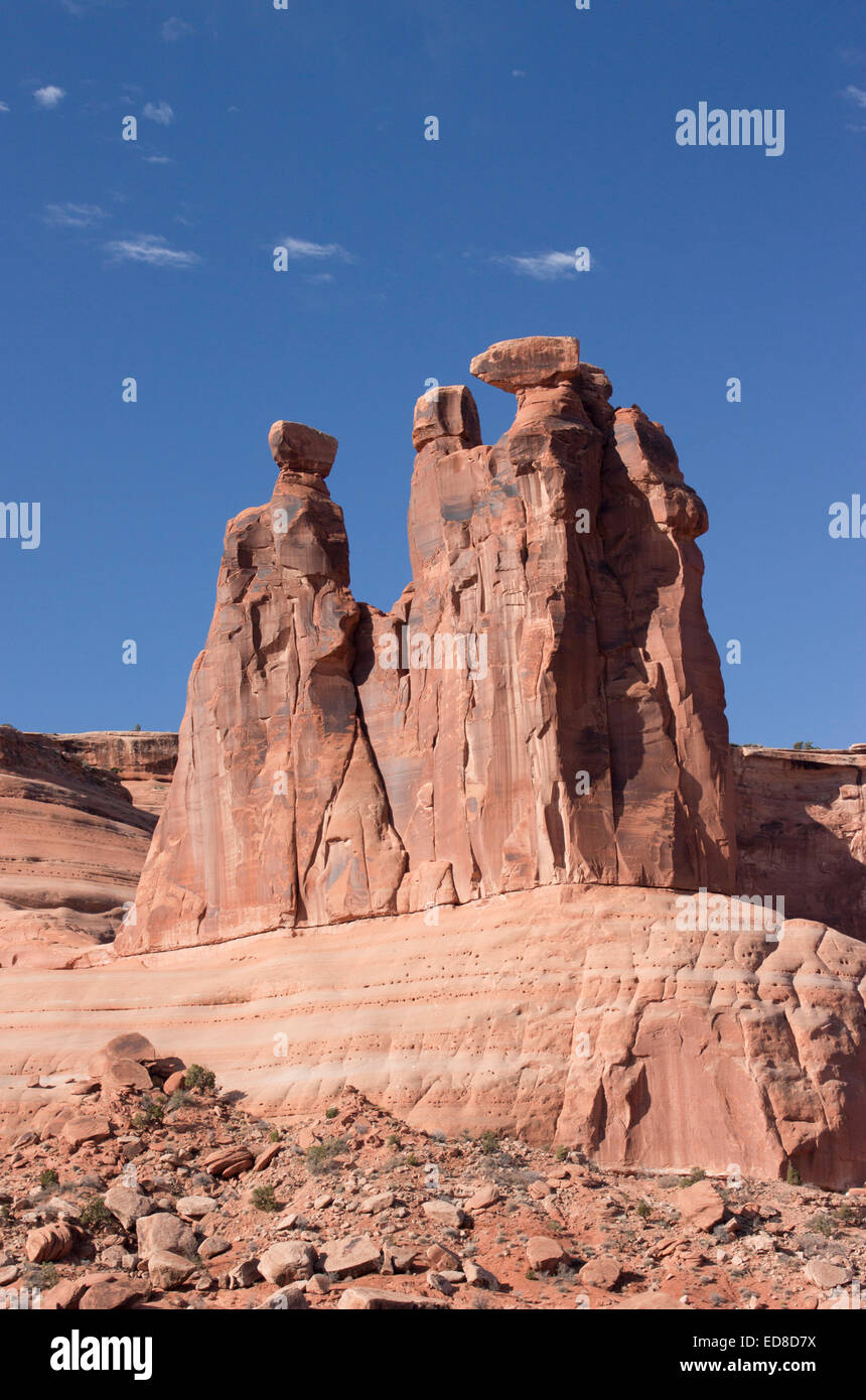 USA, Utah, Arches-Nationalpark, drei Klatsch Stockfoto