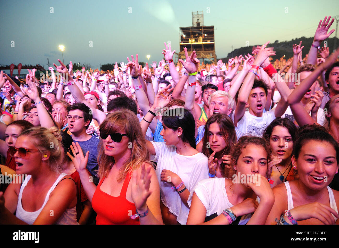 BENICASIM, Spanien - Juli 19: Leute (Fans) beim FIB (Festival Internacional de Benicassim) 2013 Festival am 19. Juli 2013. Stockfoto