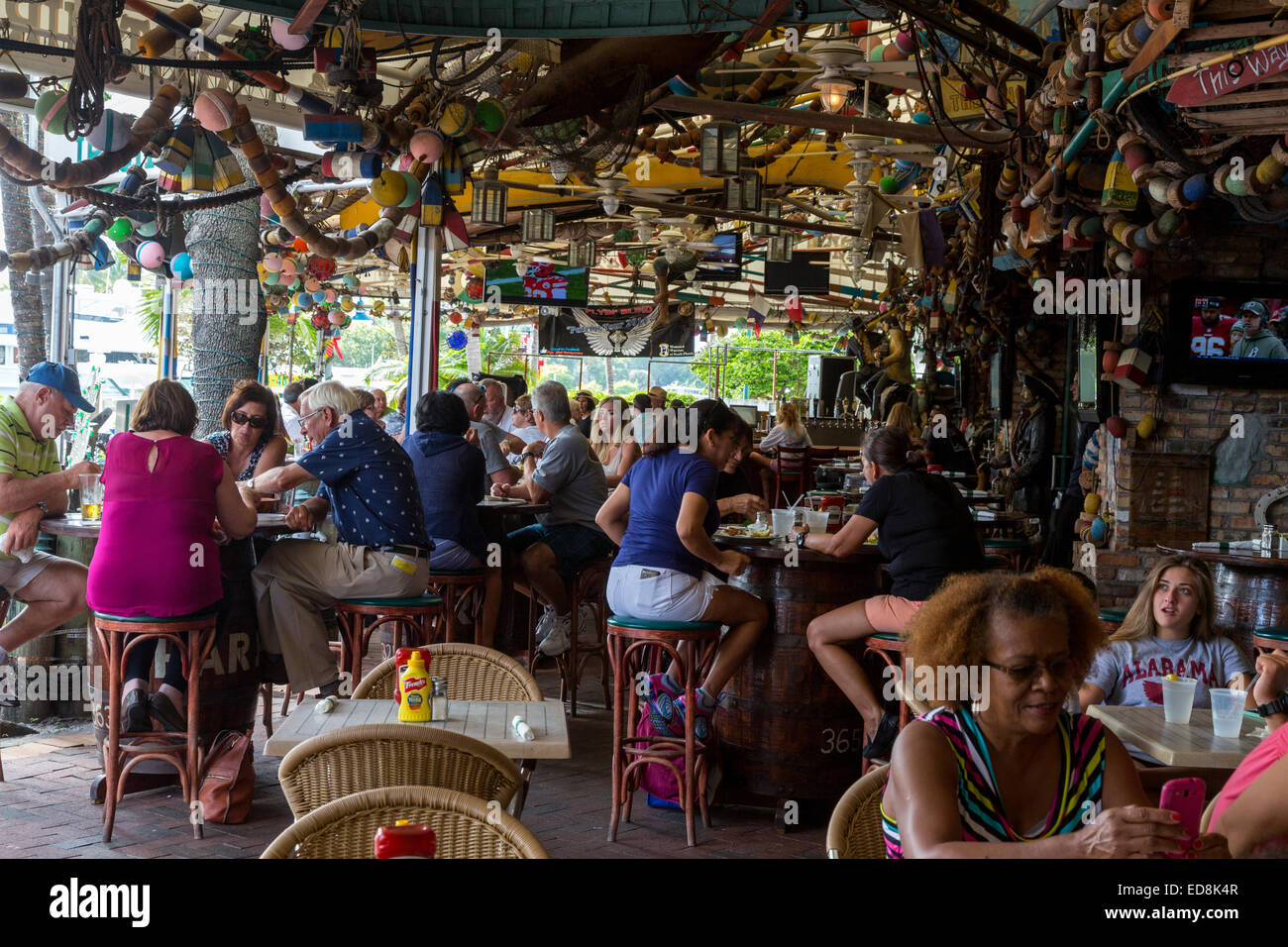 Ft. Lauderdale, Florida.  Salzigen Riverfront Pub, am New River. Stockfoto