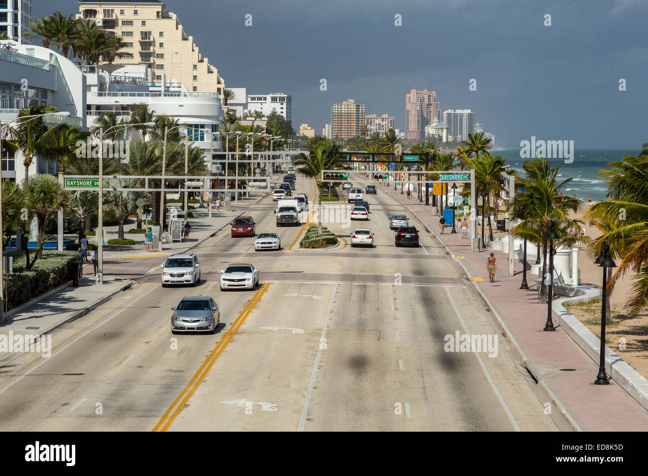 Ft. Lauderdale, Florida.  Seabreeze Blvd., Florida State Highway A1A. Stockfoto