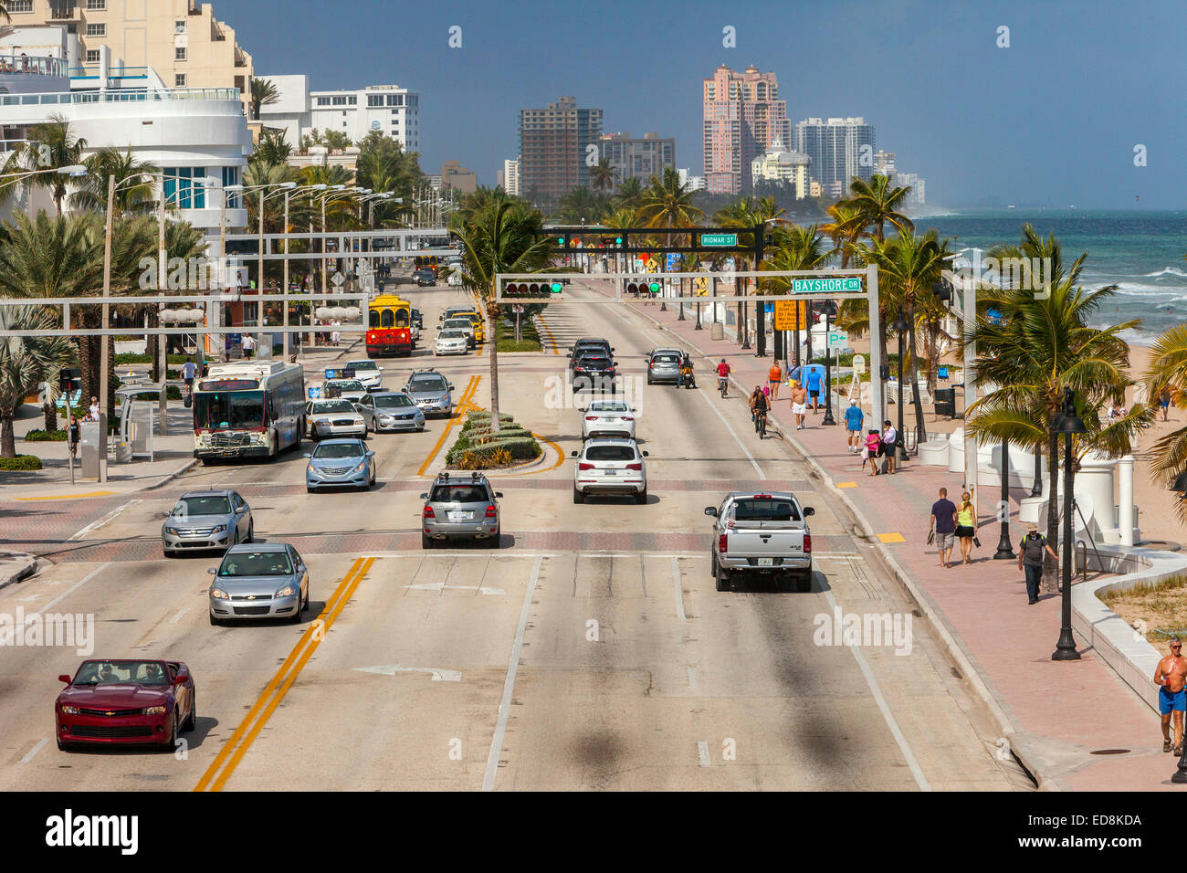 Ft. Lauderdale, Florida.  Atlantic Blvd., Florida State Highway A1A. Stockfoto