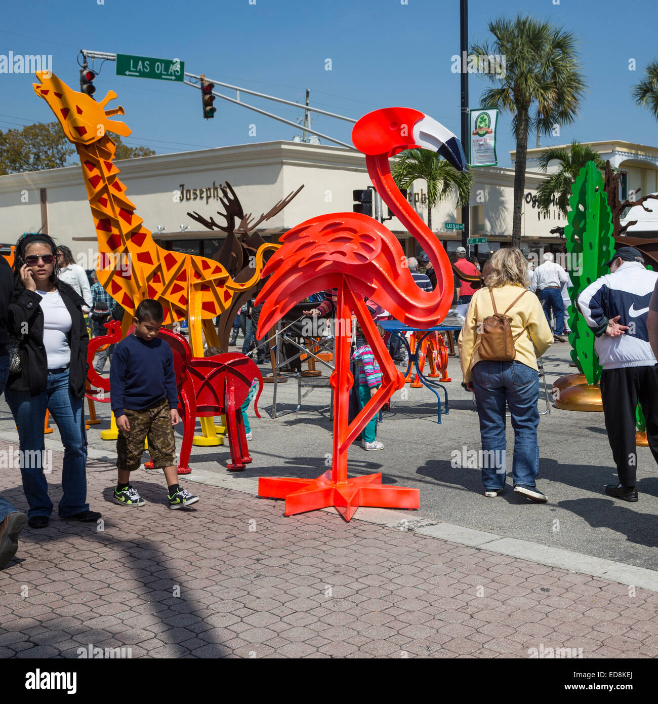 Ft. Lauderdale, Florida.  Metall-Skulpturen, Kunstmesse, E. Las Olas Boulevard. Stockfoto