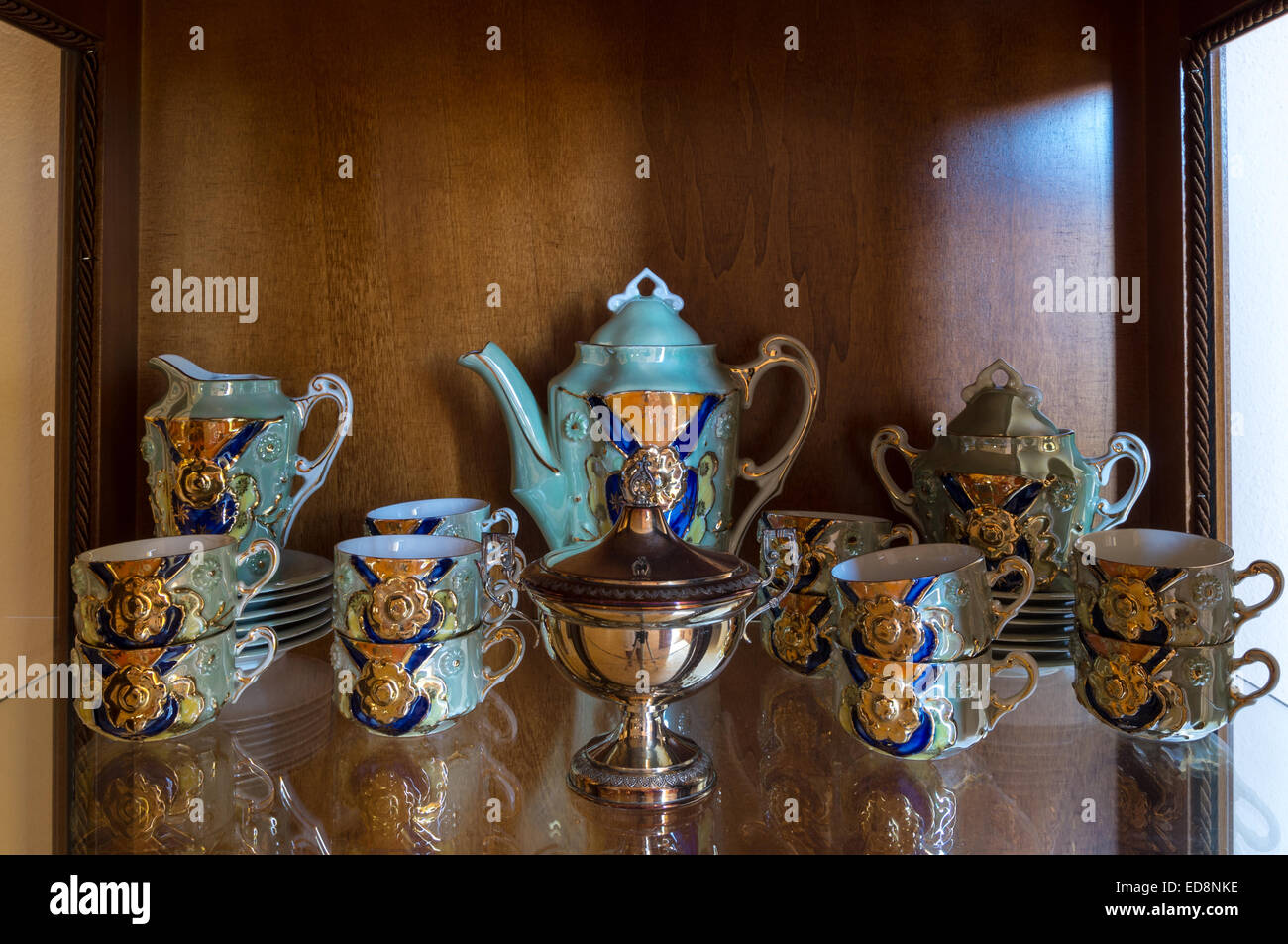 Antikes Kaffeeservice set vergoldet Stockfoto