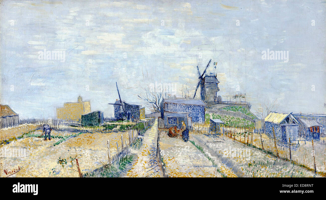 Vincent Van Gogh, Montmartre: Mills und Gemüse Gärten 1887 Öl auf Leinwand. Van Gogh Museum, Amsterdam, Niederlande. Stockfoto