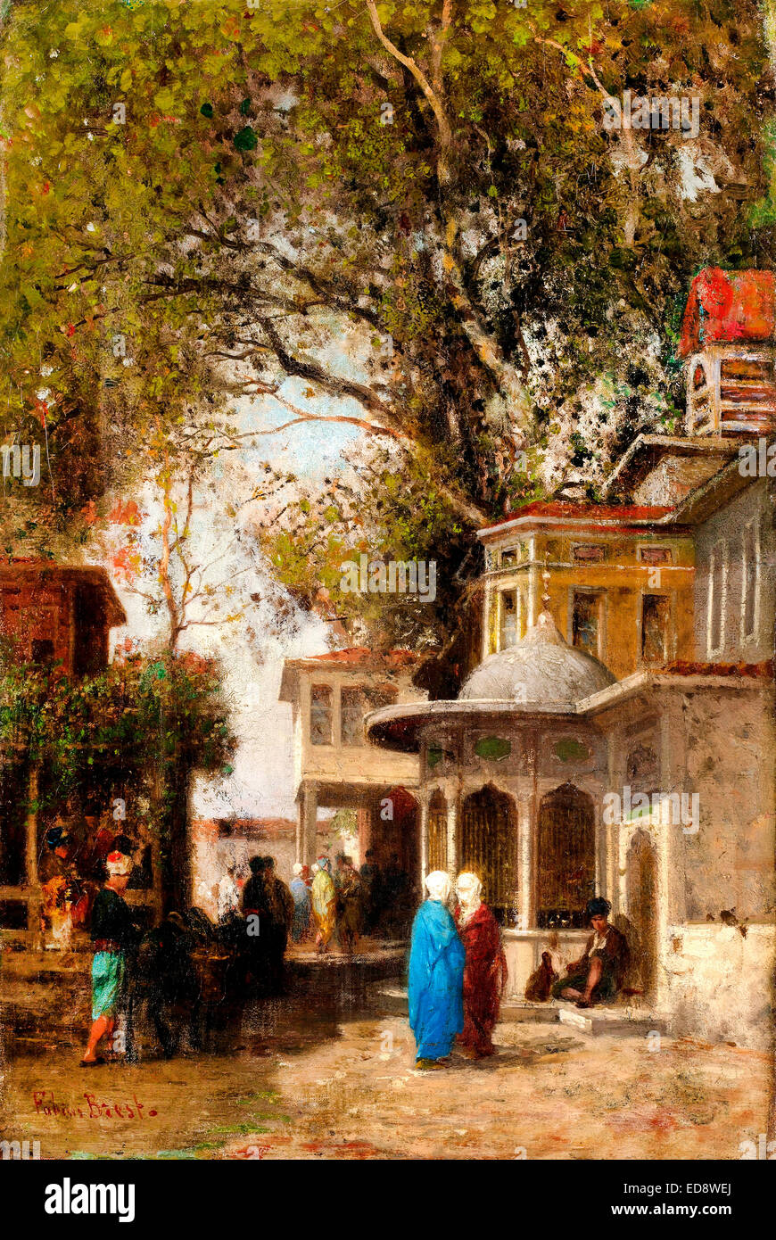 Germain Fabius Brest, die Straße. des 19. Jahrhunderts. Öl auf Leinwand. Pera Museum, Istanbul, Türkei. Stockfoto