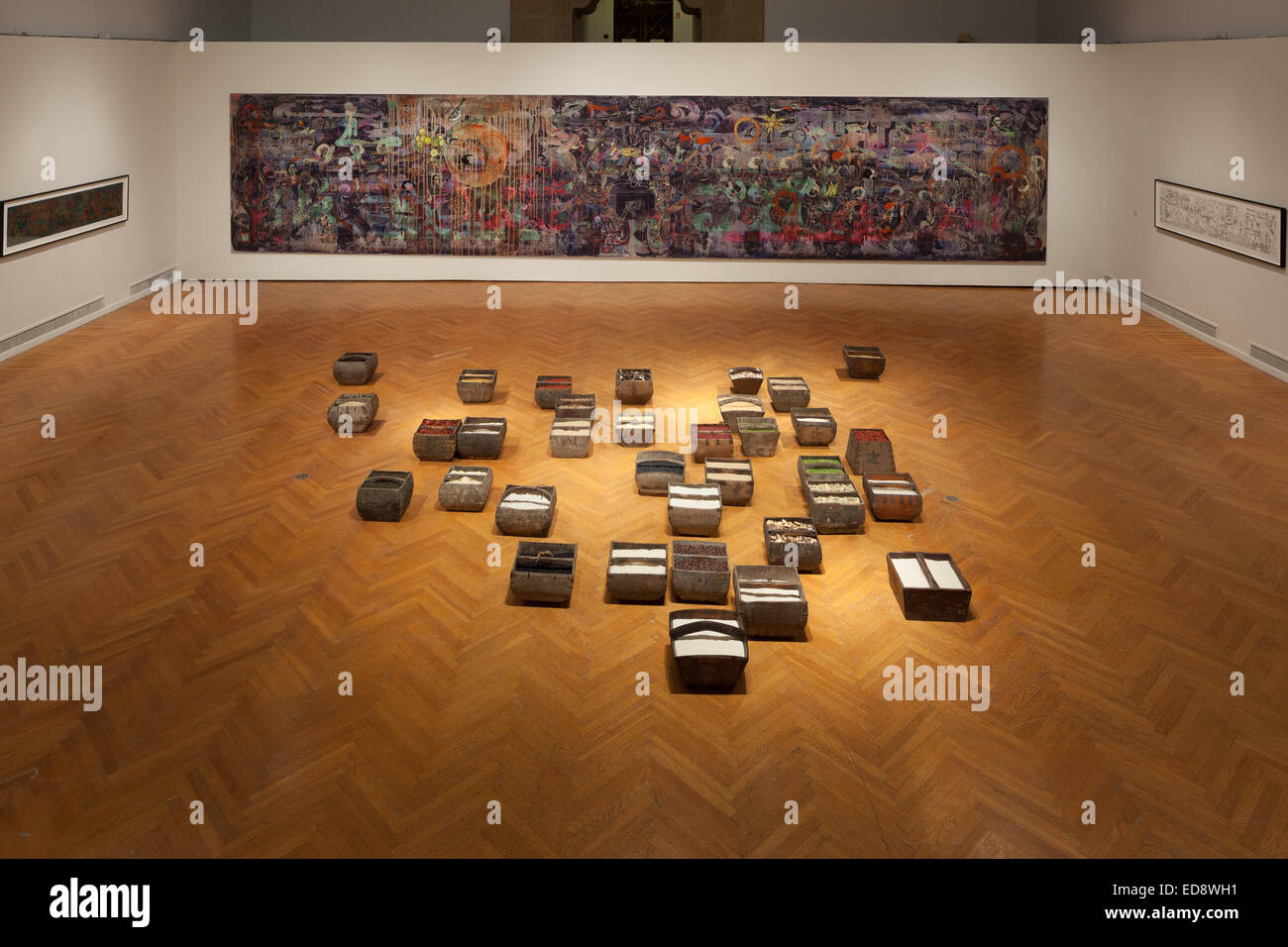 Chinesische Amerikanerin Hung Liu. Angebote-Ausstellung im Kunstmuseum Mills College. Stockfoto