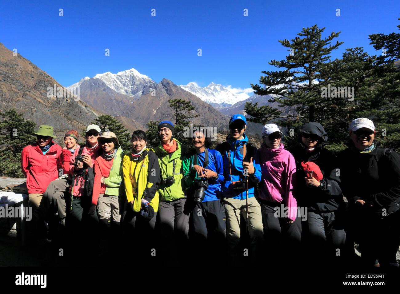 Erwachsene Wanderer auf den Everest base Camp trek, UNESCO-Weltkulturerbe, Sagarmatha Nationalpark, Solu Khumbu District, Khumbu Stockfoto