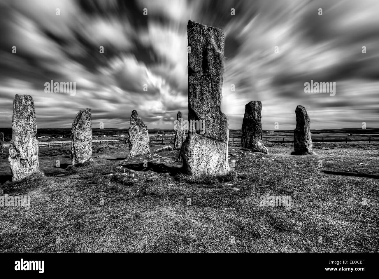 Callanish Steinkreis auf der Insel Harris in den äußeren Hebriden, Schottland Stockfoto