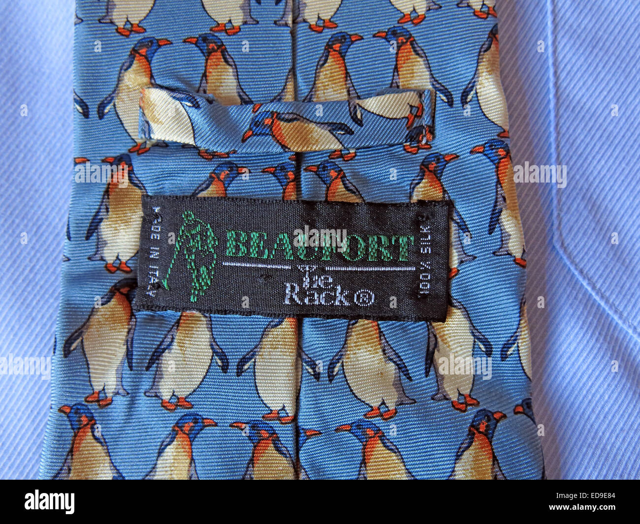 Interessante Tie Rack Beaufort Pinguin Krawatte, männliche Antik in Seide Stockfoto