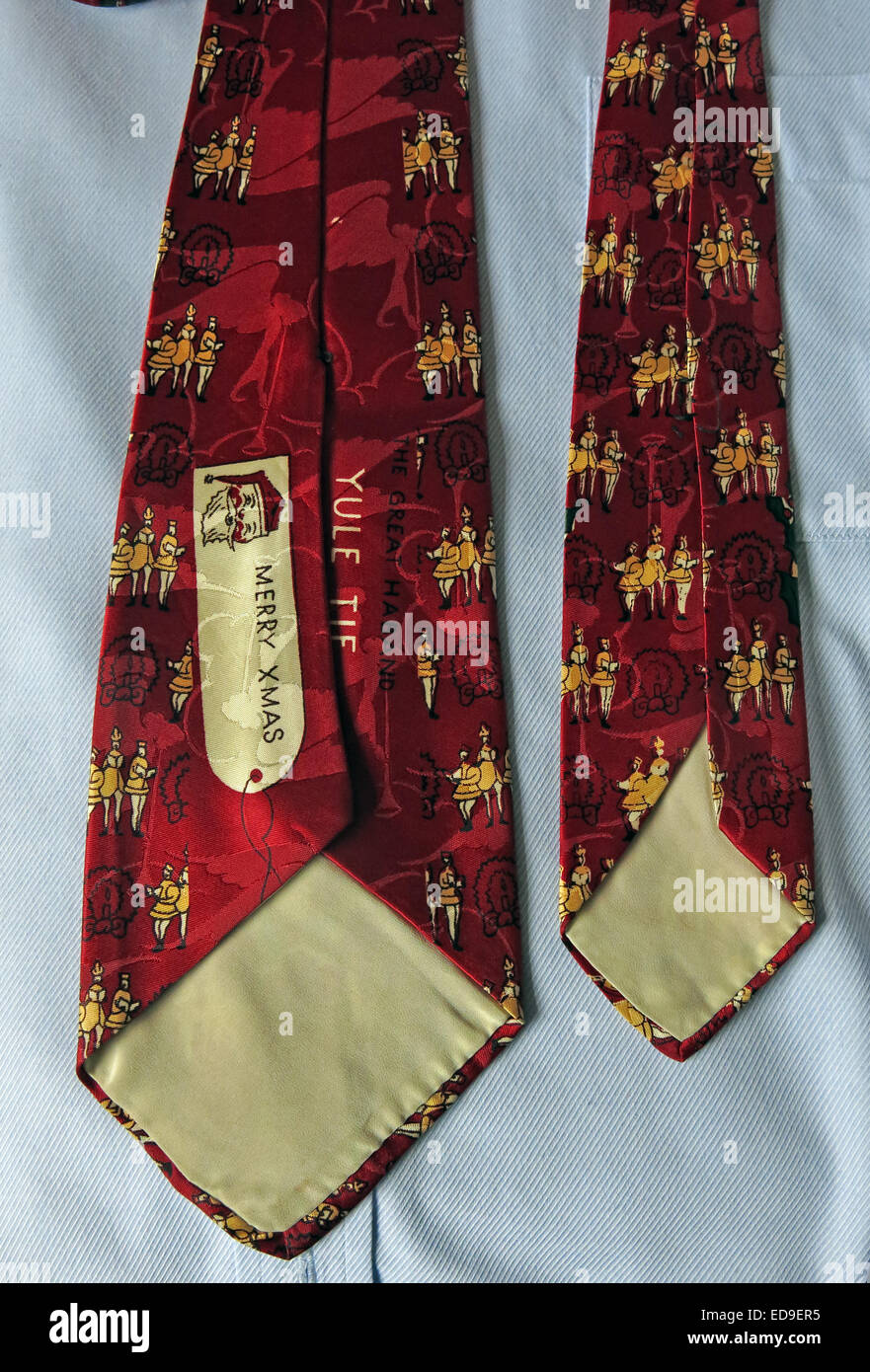 Interessante Merry Xmas uns Vintage Krawatte, männliche Antik in Seide Stockfoto