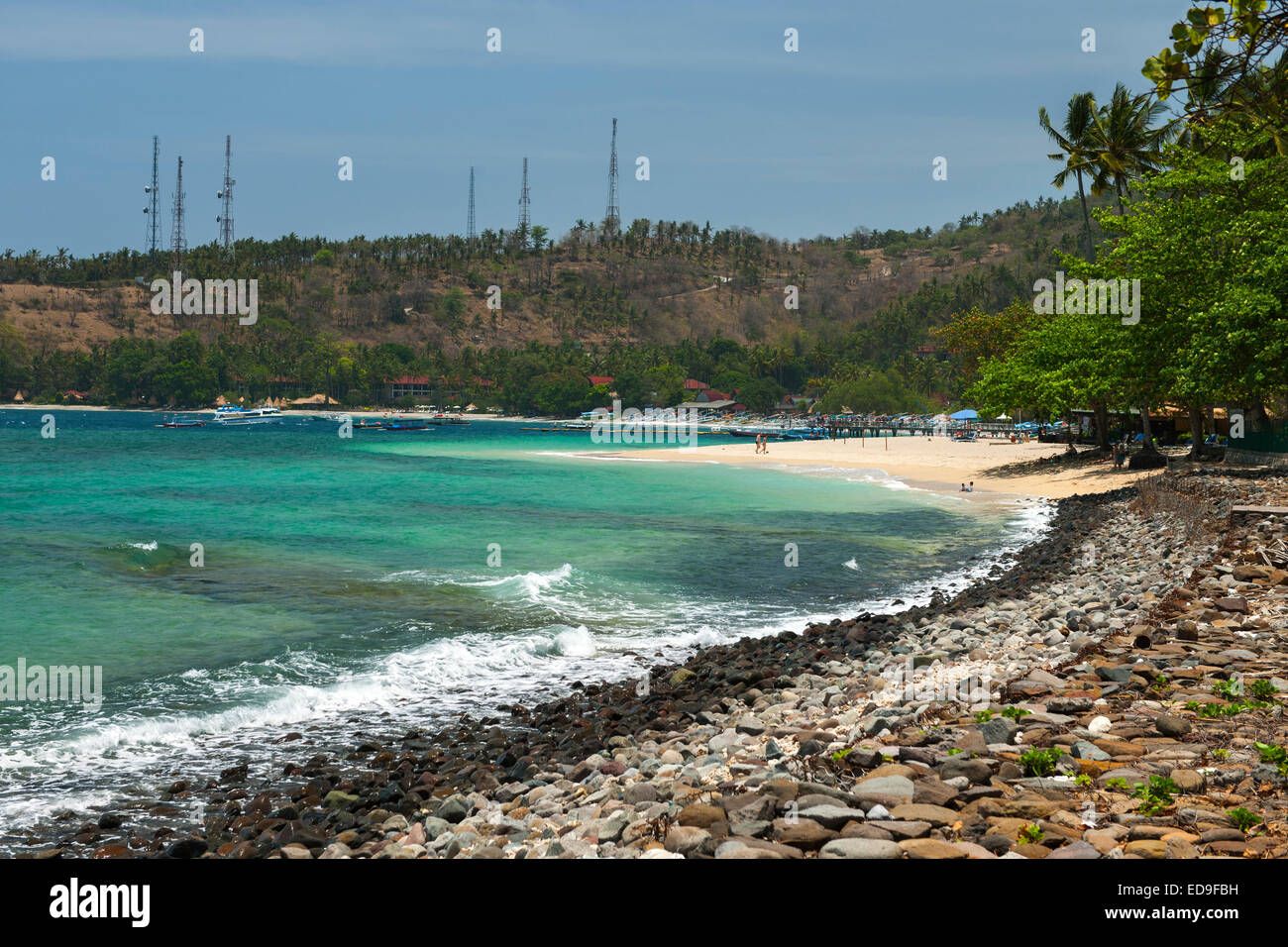 Der Strand von Senggigi auf der Insel Lombok, Indonesien. Stockfoto