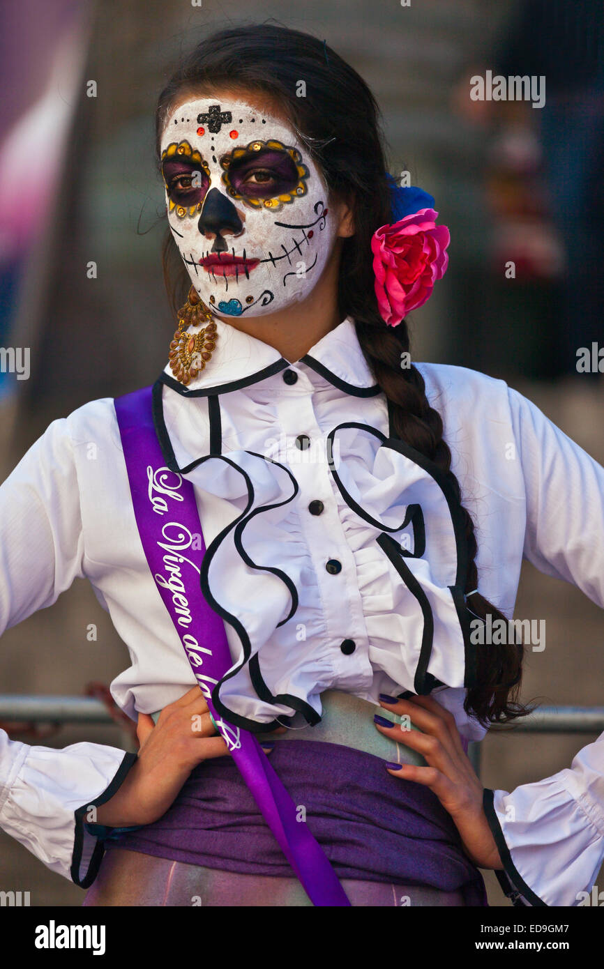 LA CALAVERA CATRINA oder elegante Schädel, ist das Symbol für den Tag der Toten - GUANAJUATO, Mexiko Stockfoto