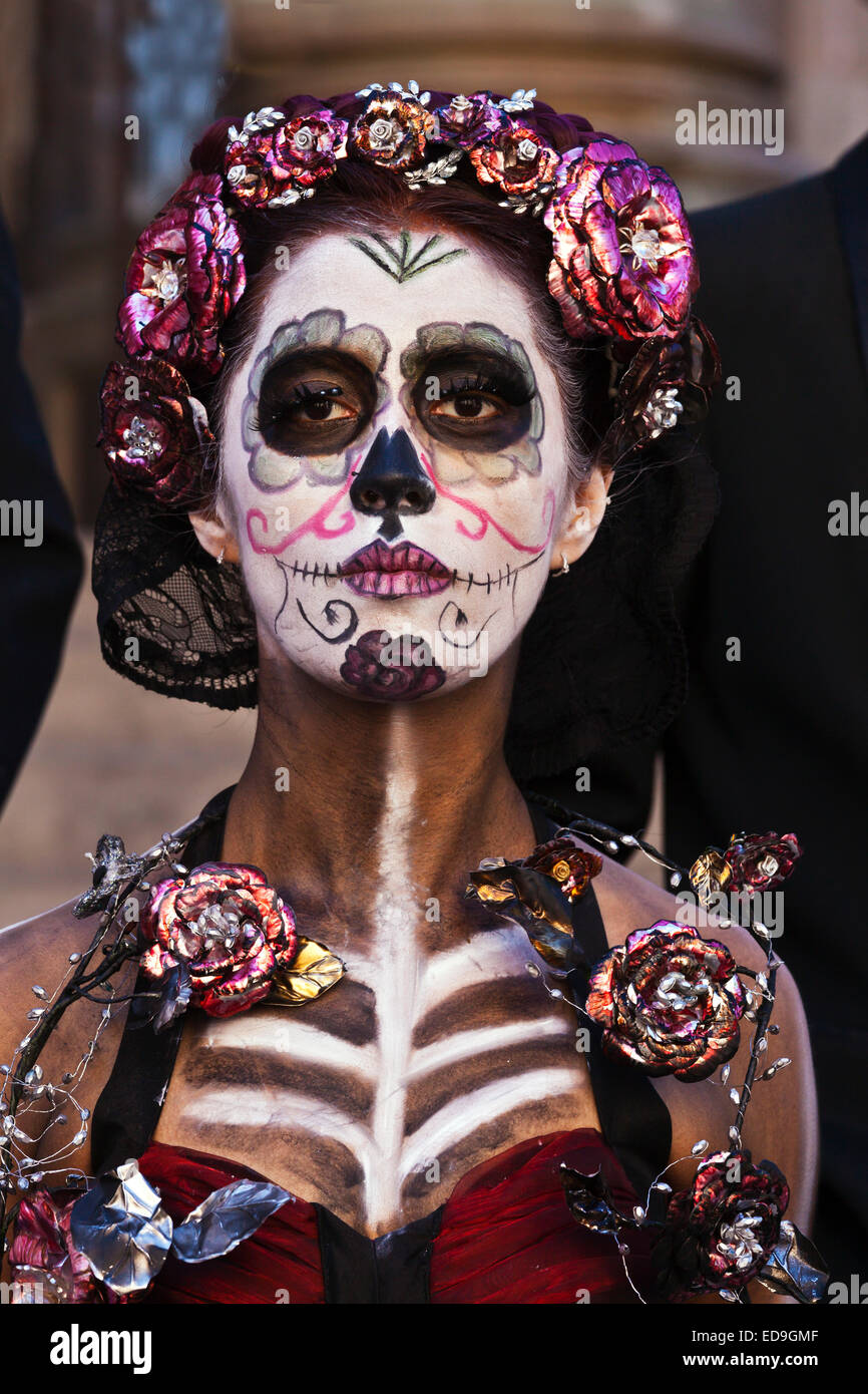 LA CALAVERA CATRINA oder elegante Schädel, ist das Symbol für den Tag der Toten - GUANAJUATO, Mexiko Stockfoto