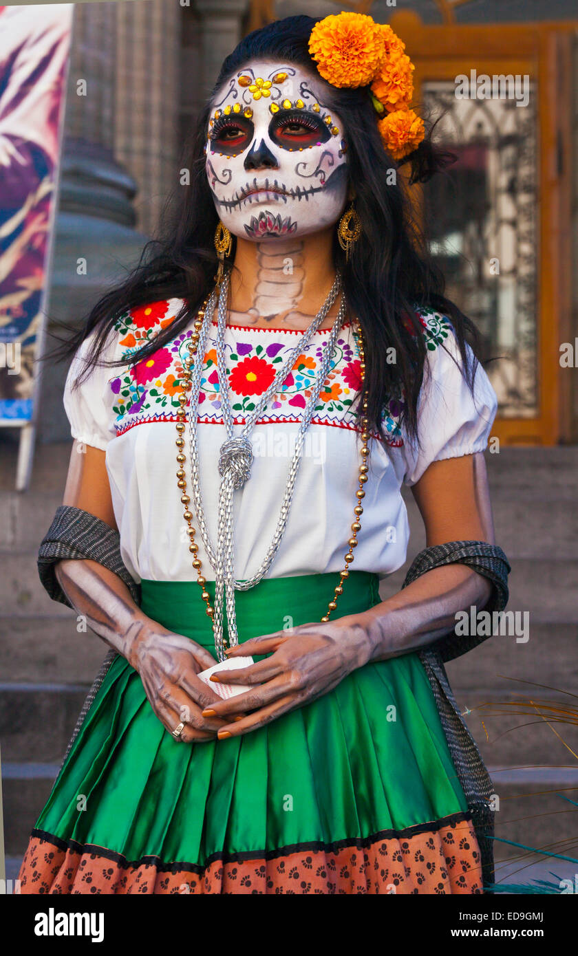 LA CALAVERA CATRINA oder elegante Schädel, ist das Symbol für den Tag der Toten - GUANAJUATO, Mexiko Stockfoto