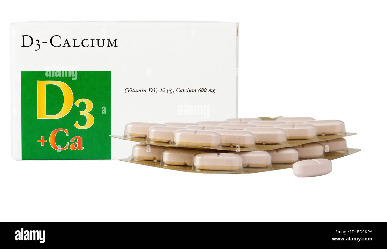 Kalzium und Vitamin D Tabletten Stockfoto