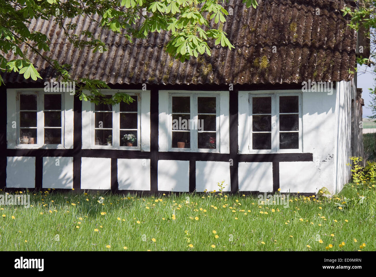 Teil des Fachwerkhauses. Schuss von Samsø, Dänemark Stockfoto