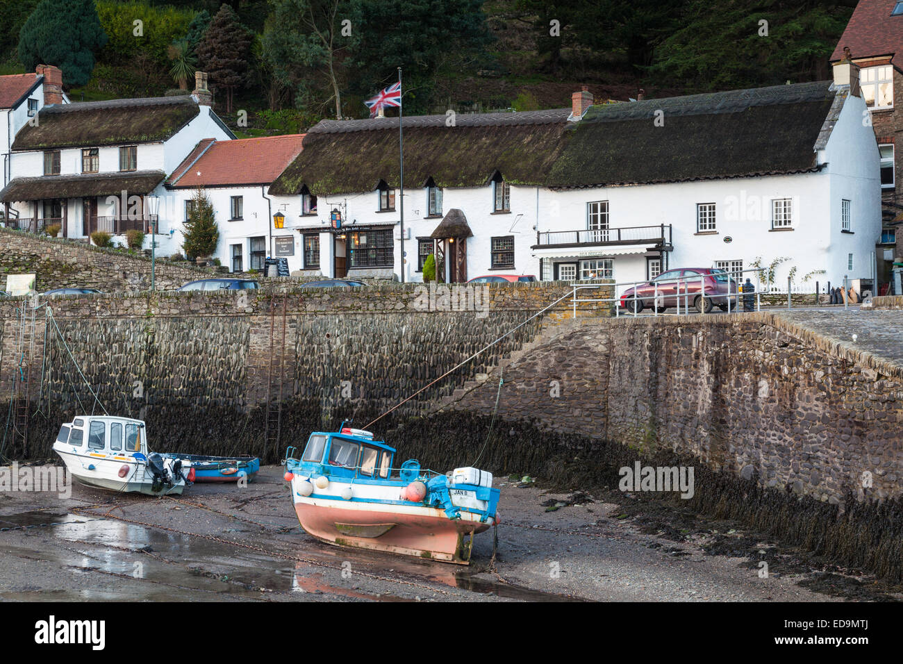 Morgendämmerung am Lynmouth Harbour im Exmoor National Park, Devon. Stockfoto