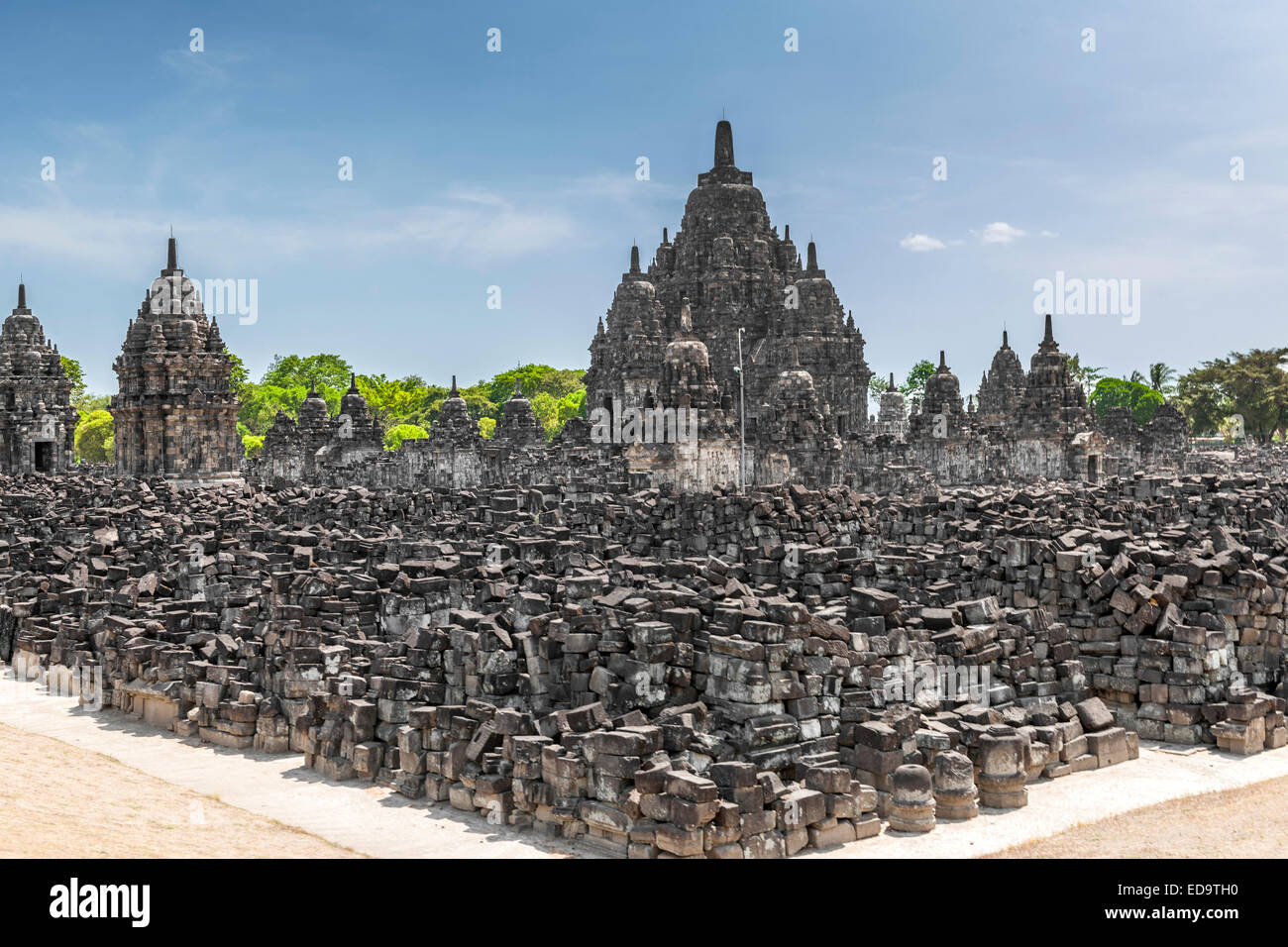 Candi Sewu, Teil des Prambanan, ein 9. Jahrhundert Hindu-Tempel in der Nähe von Yogyakarta in Zentraljava, Indonesien. Stockfoto