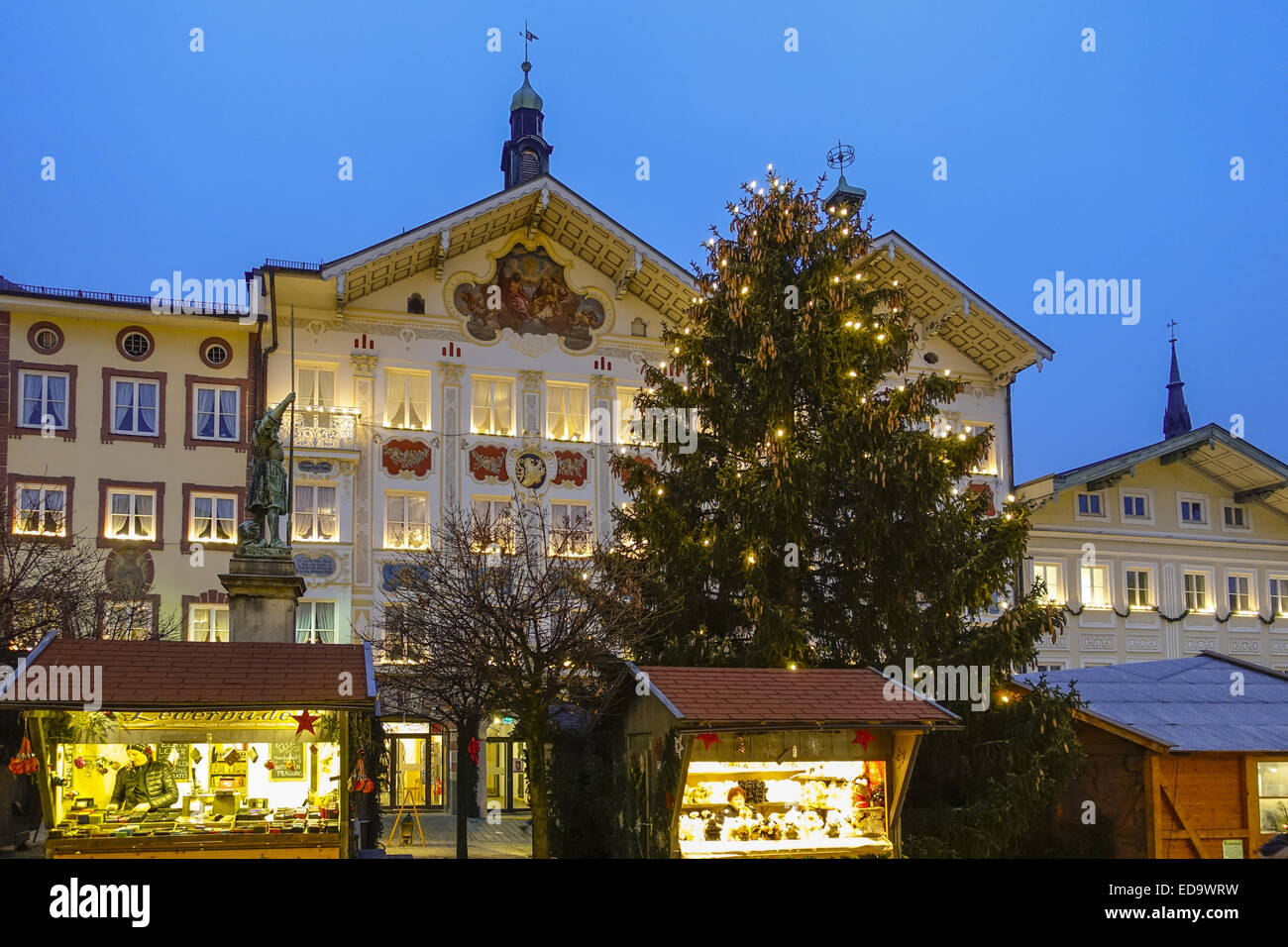 Weihnachtsmarkt in Bad Tölz, Bayern, Deutschland Stockfoto